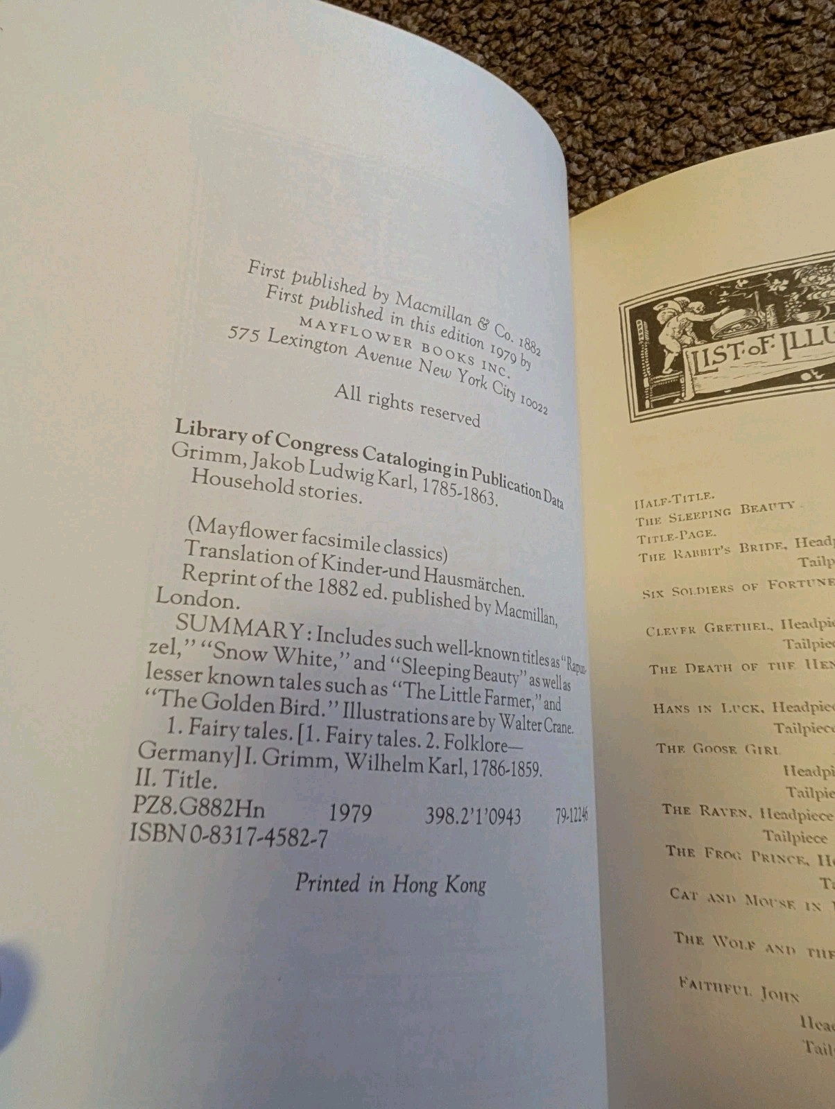 Household Stories of the Bros. Grimm VTG HC DJ 1882/1979 Facsimile Fairy Tales
