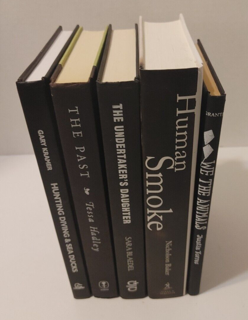 RANDOM Lot of 5 Hardcover Books BLACK SPINES/WHITE LETTERING Staging Props Decor