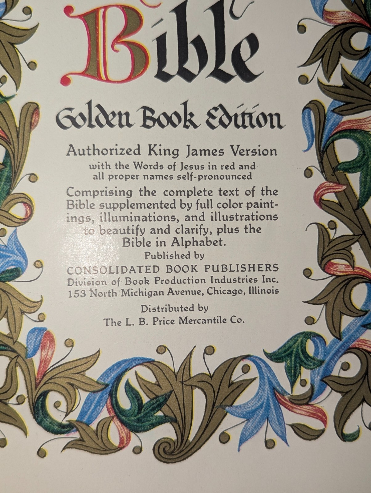 Vintage KJV Holy Bible 1950 King James Golden Book Edition 1950 Embossed Leather