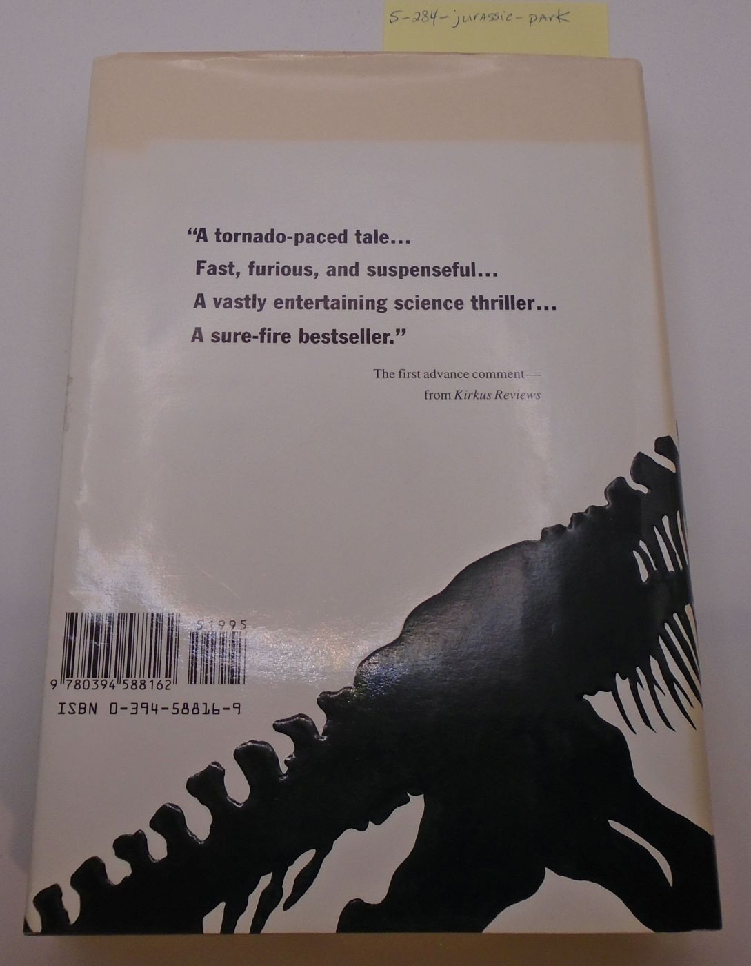Jurassic Park, Michael Crichton 1990 1st ed 4th print $19.95 DJ HC/DJ