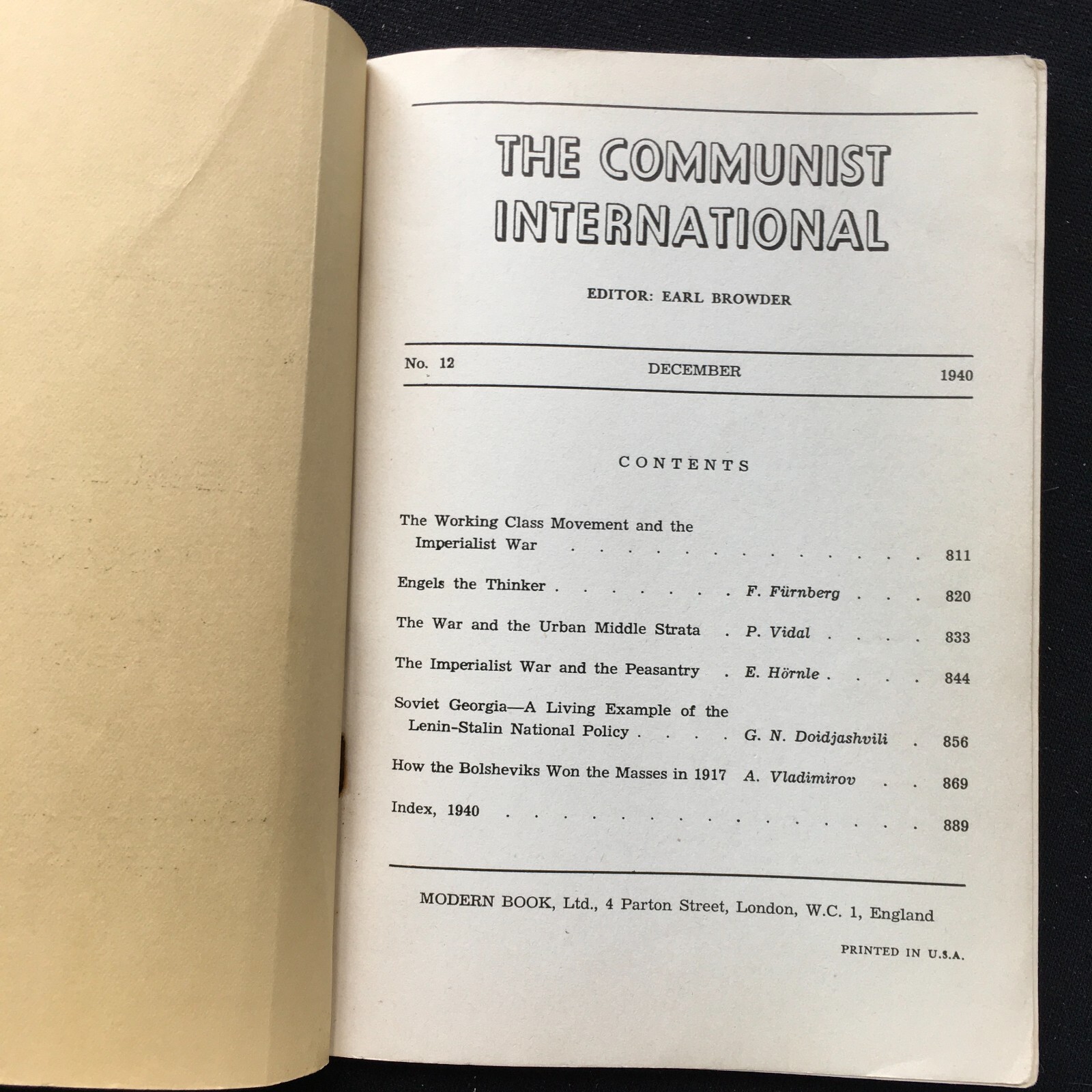 The Communist International No 12 1940 The Imperialist War and the Working Class