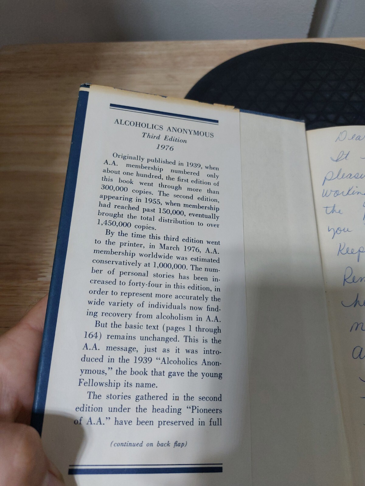 ALCOHOLICS ANONYMOUS 3rd Edition 24th Print 1986 Hardcover Dust Jacket