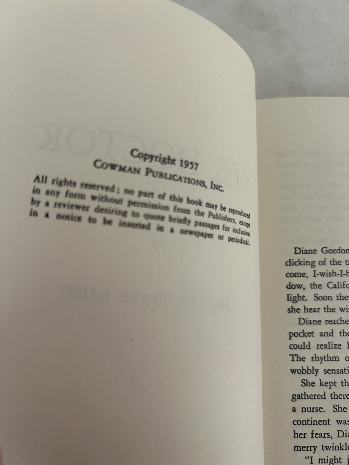 Yes, Doctor; Merle Shepard Baird, Cowman c. 1957, hardcover with dustjacket