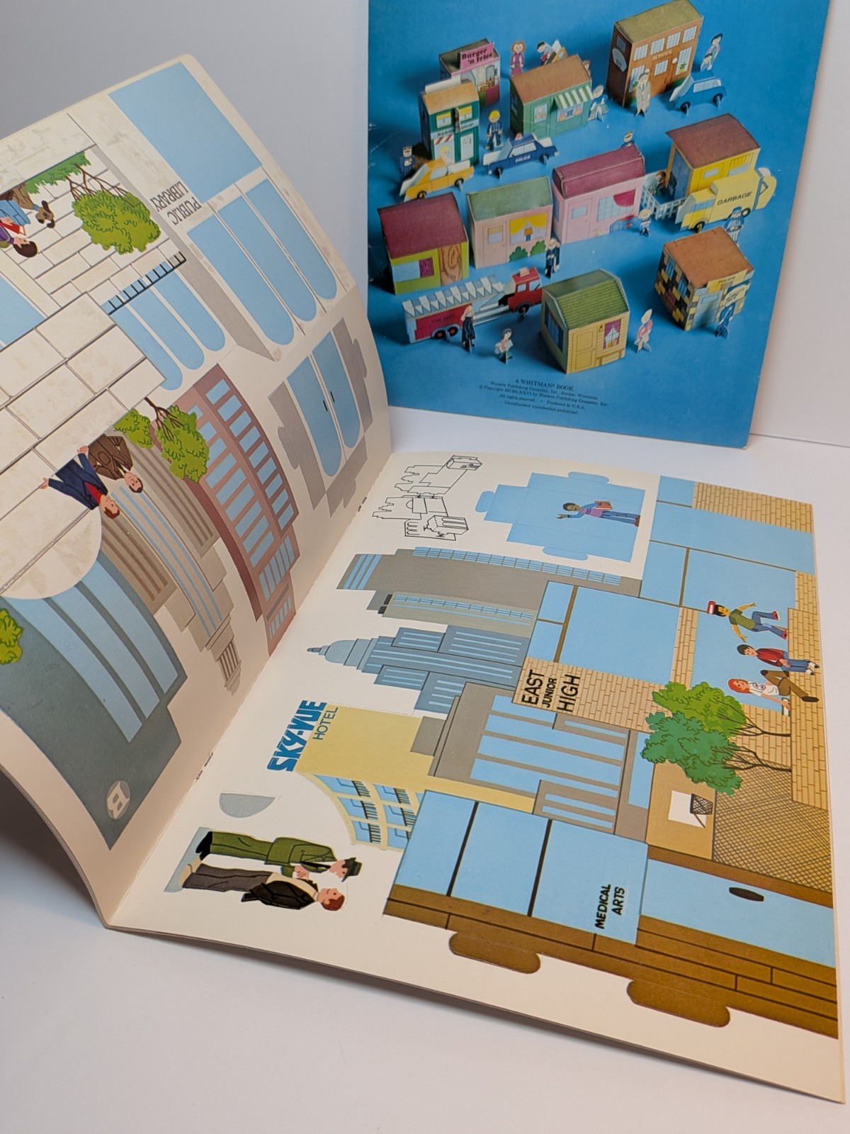 Lot x 2 Whitman Press-Out Books Unpunched ~ Tiny Neighborhood, Tiny City NOS NEW