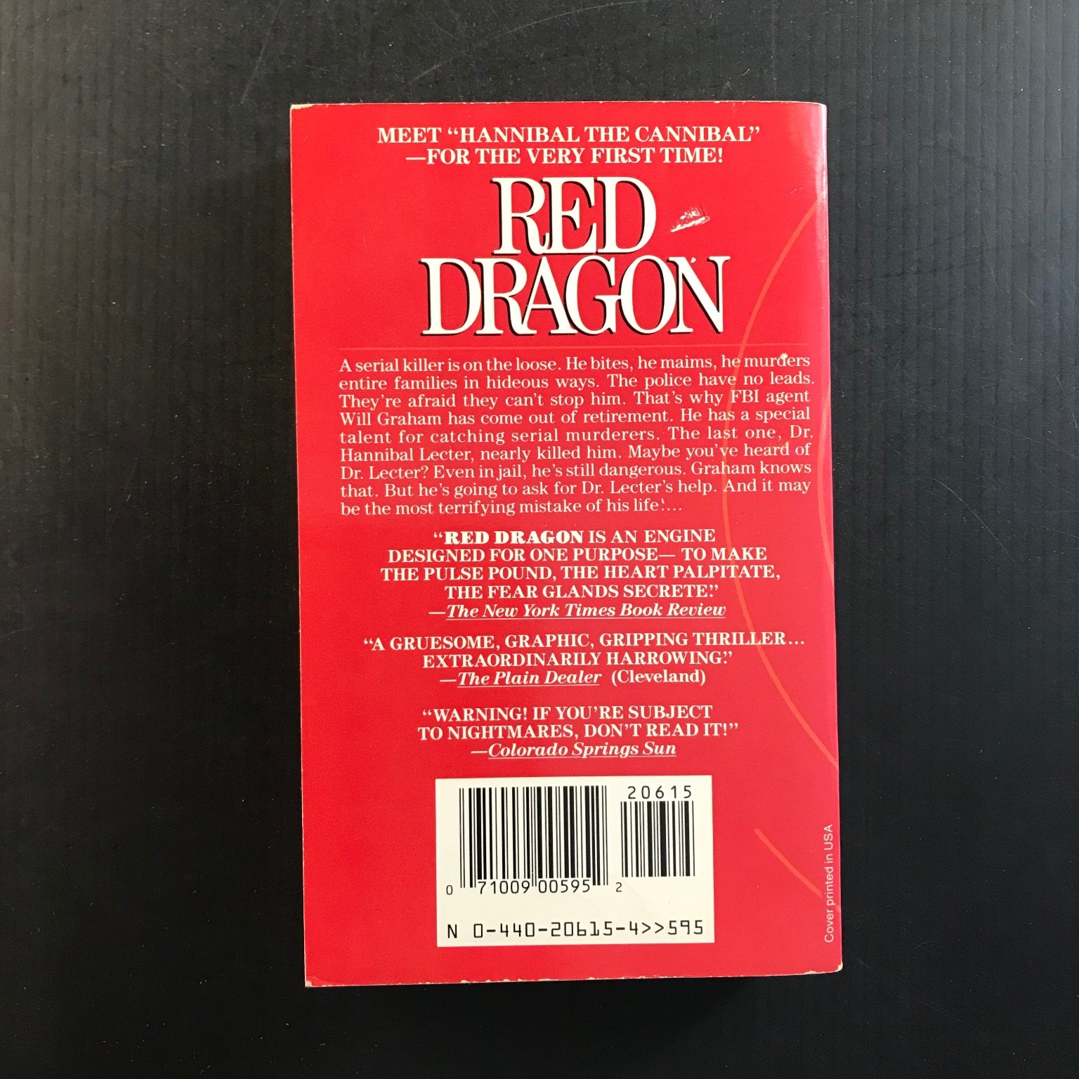 Red Dragon Thomas Harris 1990 Paperback Hannibal Lecter Horror Thriller