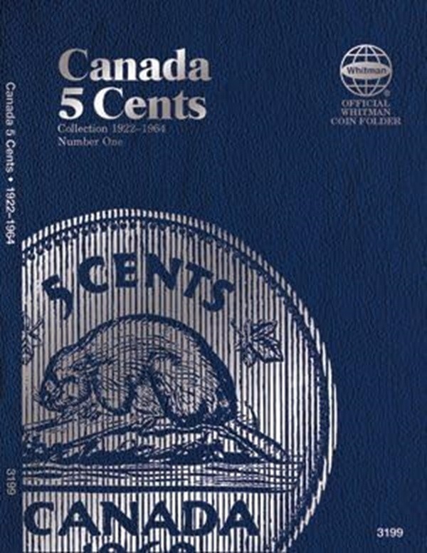 Whitman Blue Coin Folder Canada Canadian 5 Cents Vol 1 1922 1964 Mini Album 3199