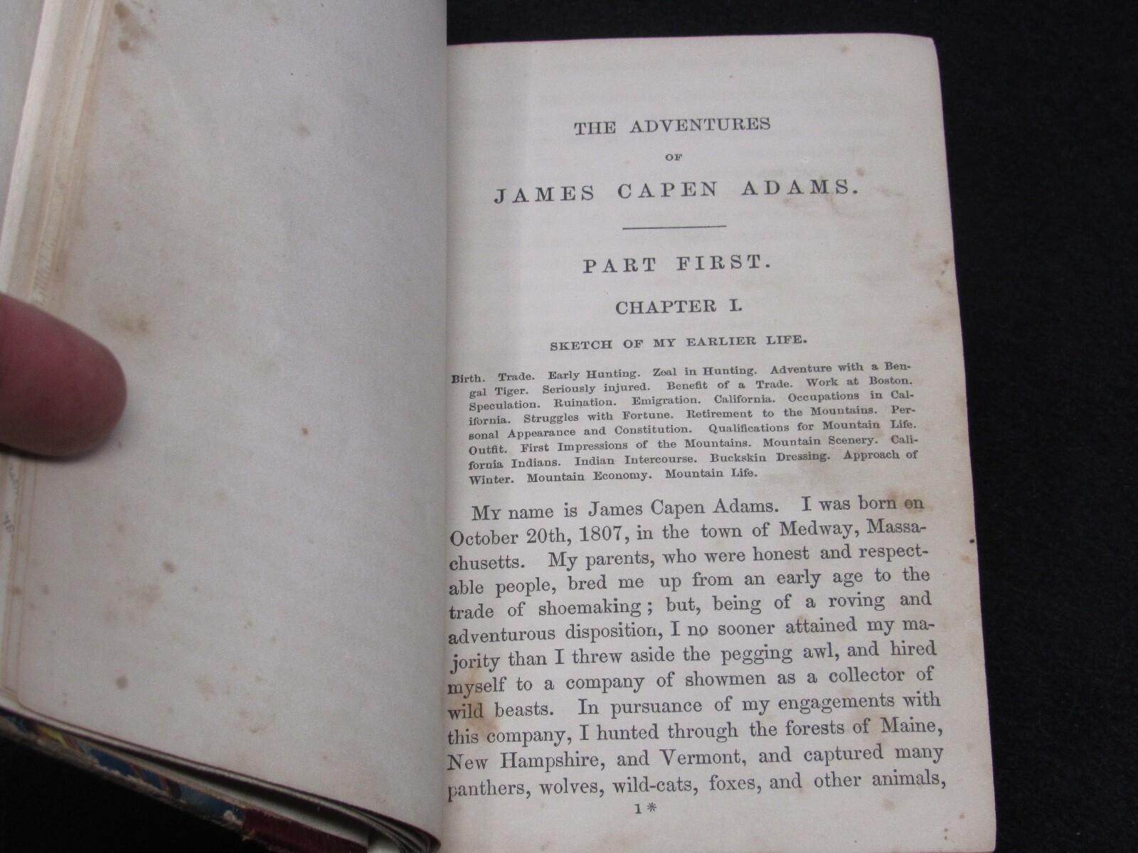 Adventures of James Capen Grizzly Adams in California 1867 Theodore H Hittell