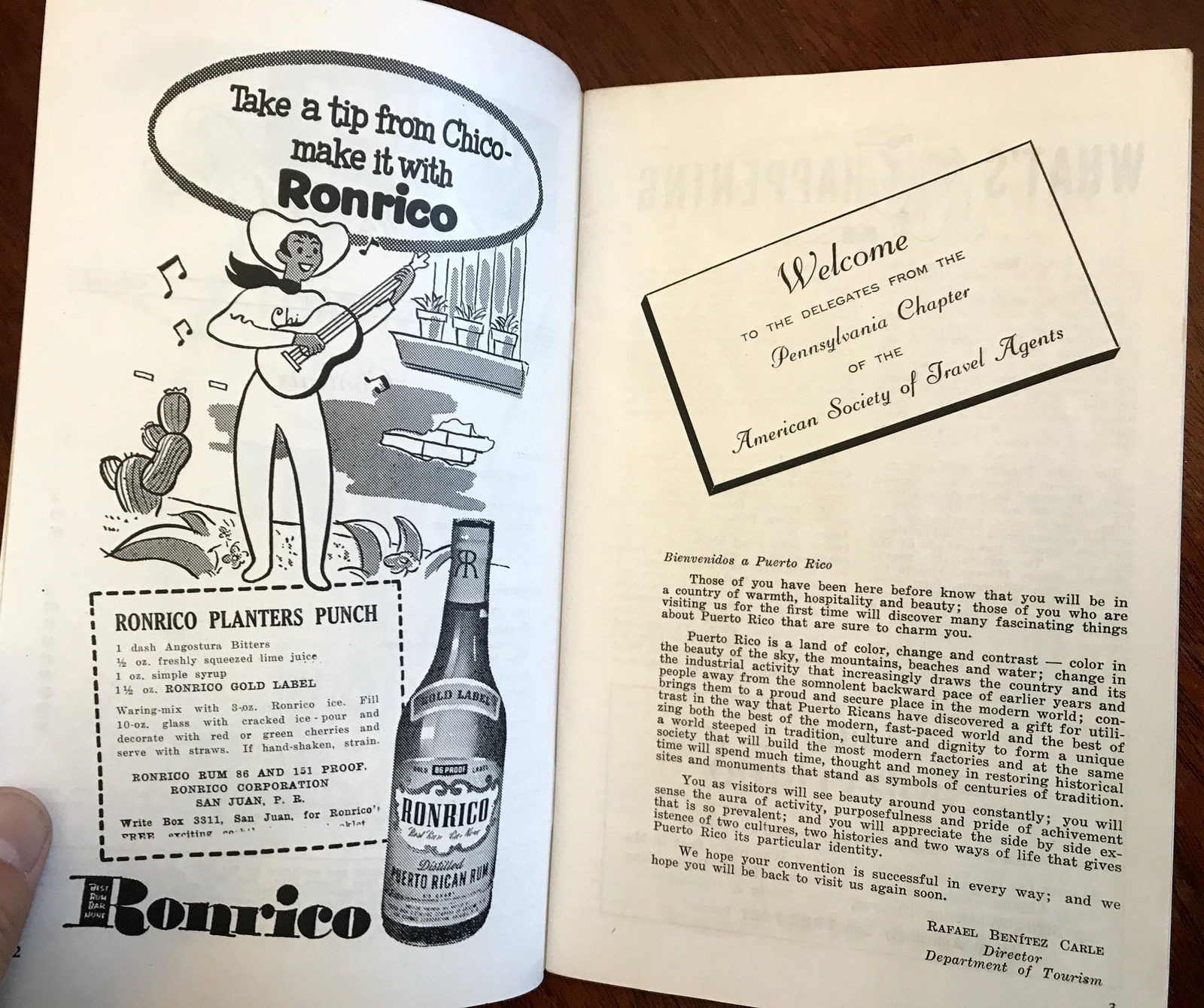 Que Pasa in Puerto Rico June 1957 Illustrated Tourist Periodical w/pictorial map