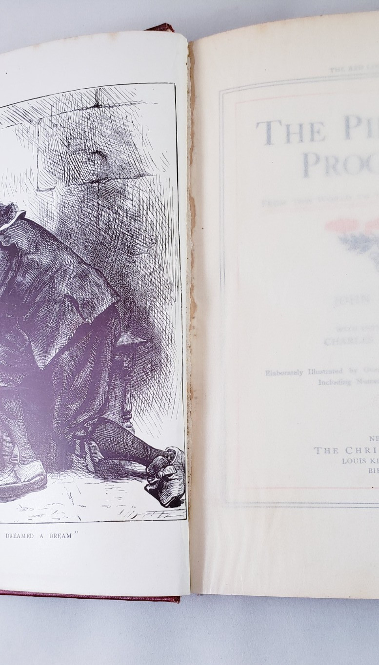 Antique The Pilgrims Progress John Bunyan The Christian Herald Red Line Edition