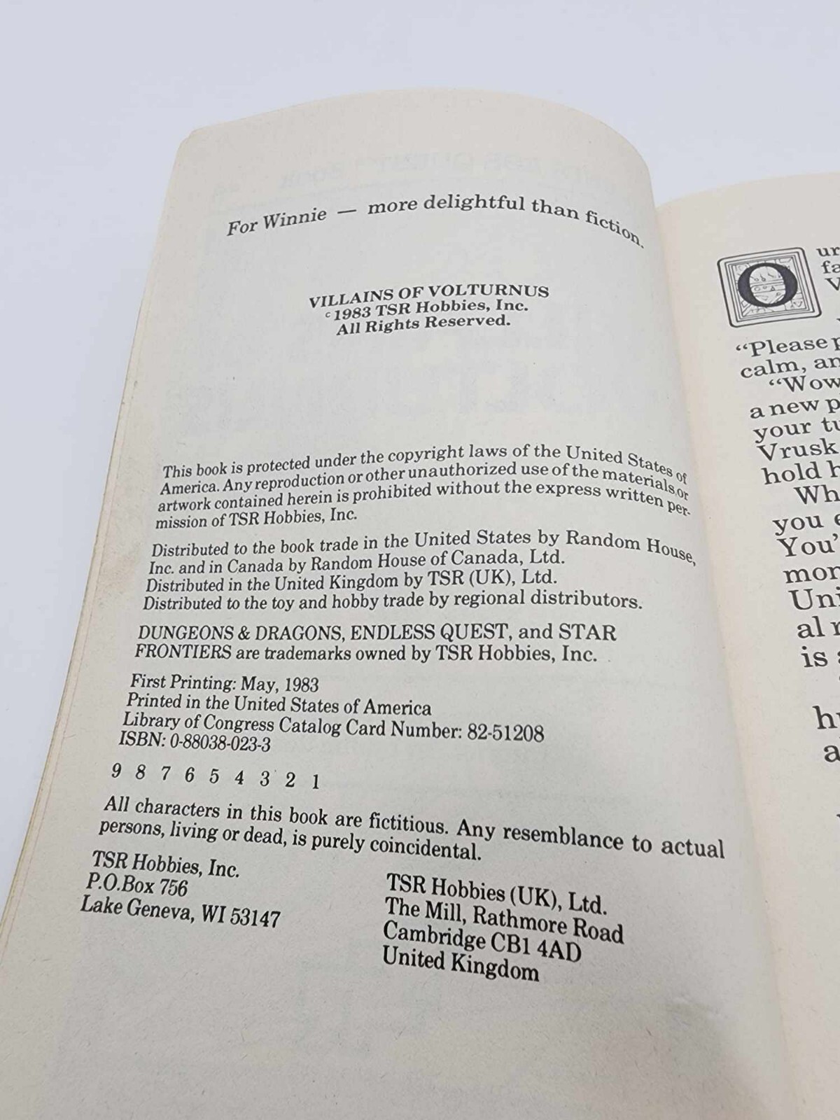 Endless Quest Villians Of Volturness First Printing 1983