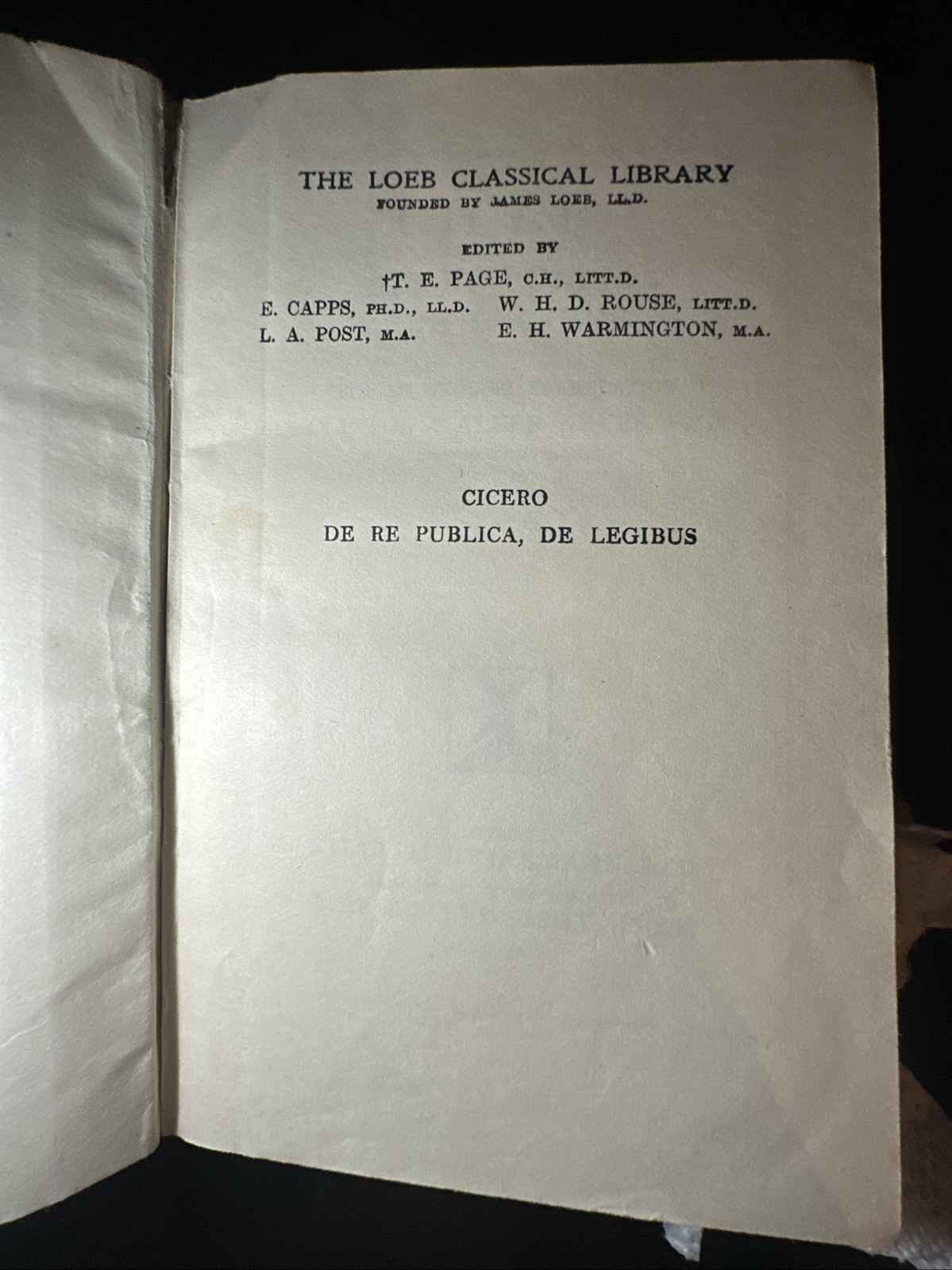 Cicero: De re Publica & De Legibus, Loeb Classic Lib. #213 Latin/Eng. HC UK 1948