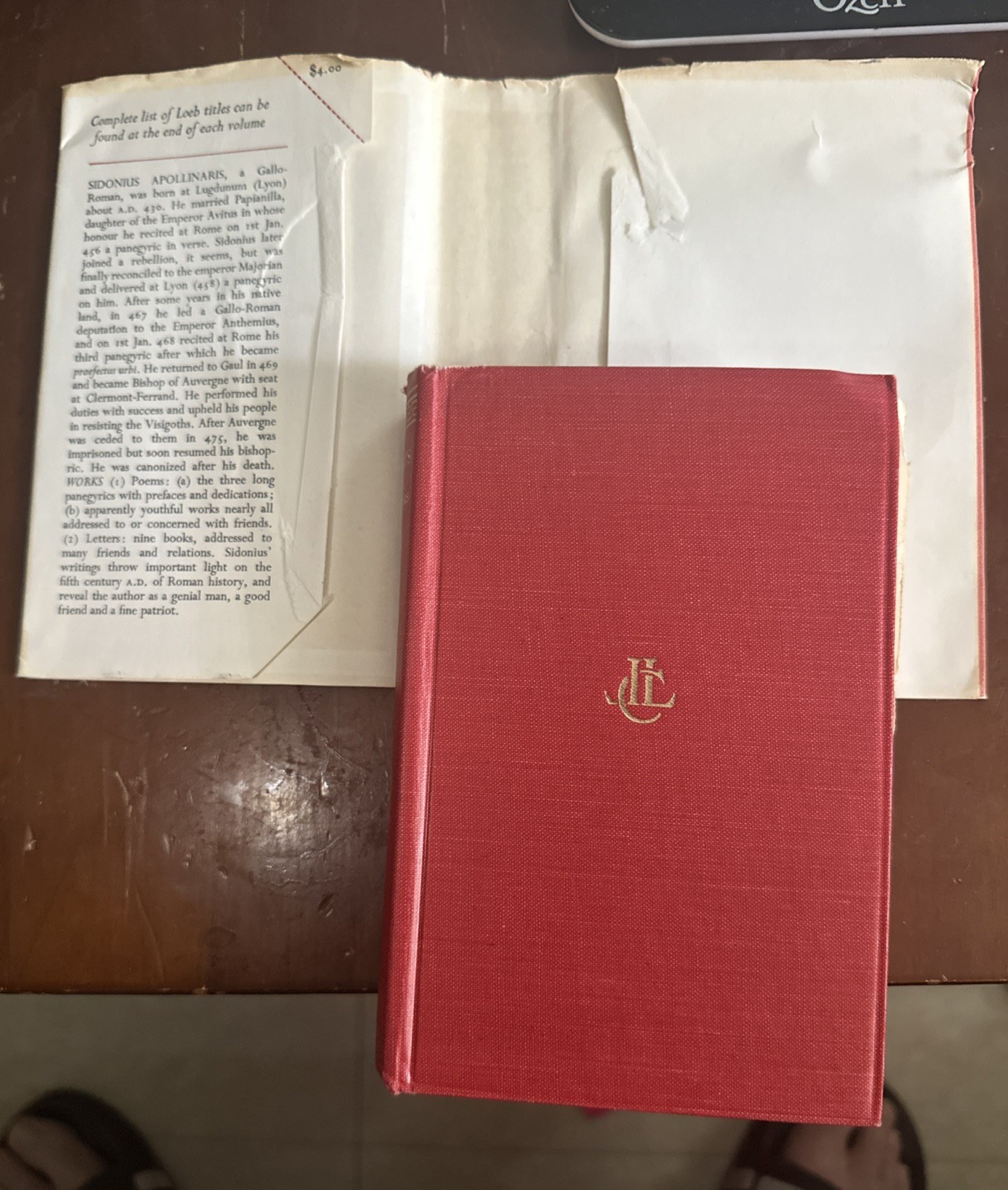 Sidonius; Poems & Letters, 2 Vol. Loeb Classic Library HC DJ Latin & Eng. 1963-5
