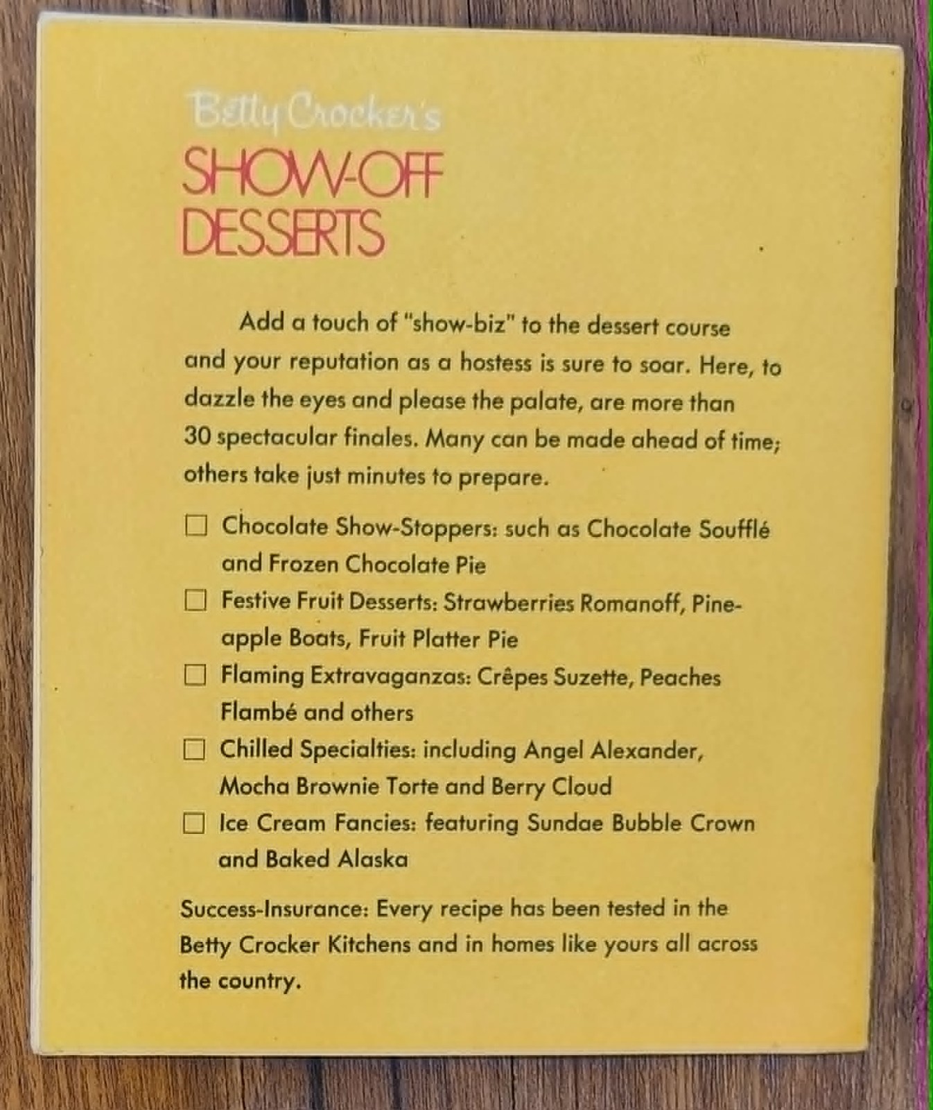 Betty Crocker’s Show-Off Desserts for Extra Special Occasions – 1970 Booklet