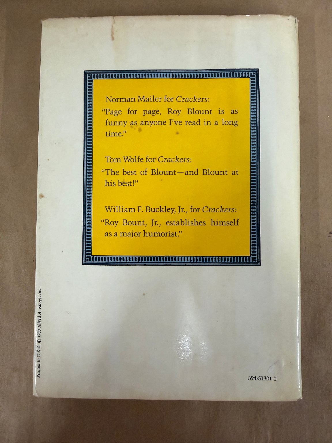 Crackers Roy Blount, Jr. 1980 Political Humor Essays Alfred A. Knopf
