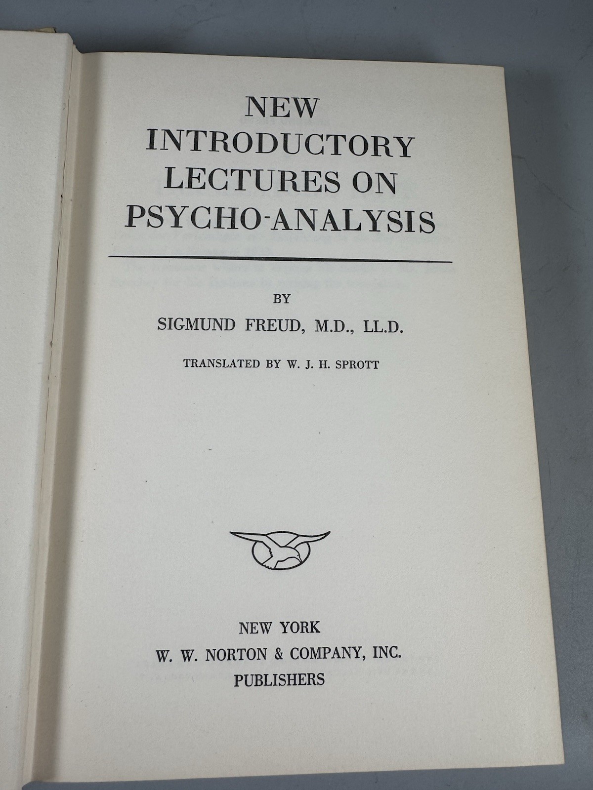 1933 Sigmund Freud New Introductory Lectures HC First Edition? Norton
