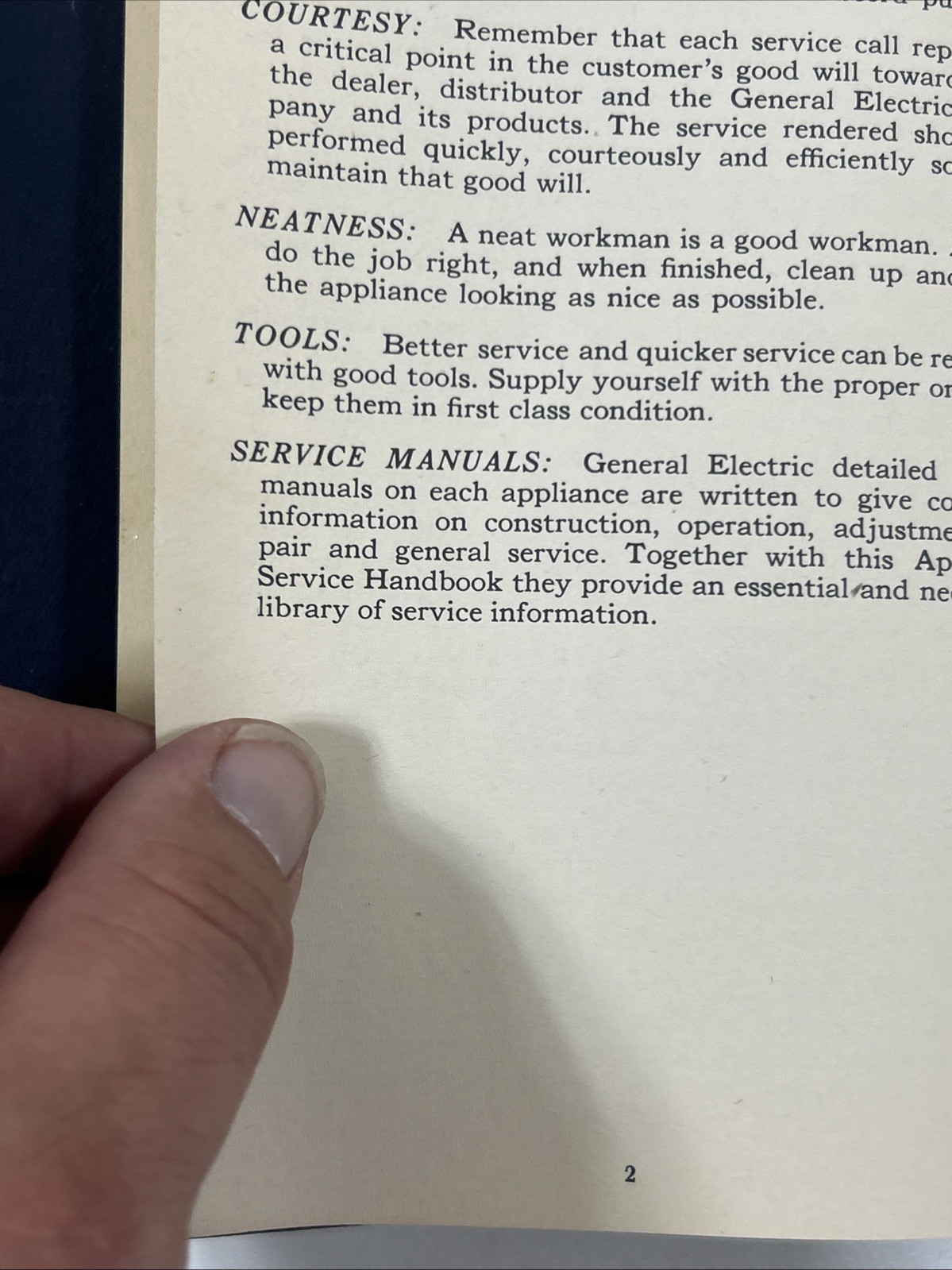 Appliance Service Handbook – General Electric (Spiral, Paperback, 1944)