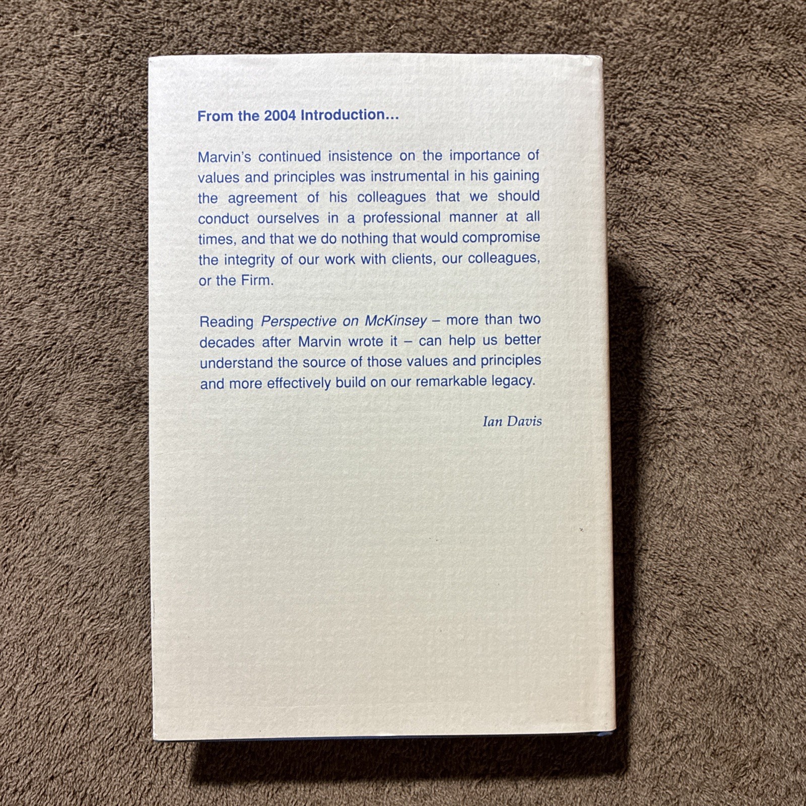 Perspective on McKinsey by Marvin Bower 2004 HC / DJ