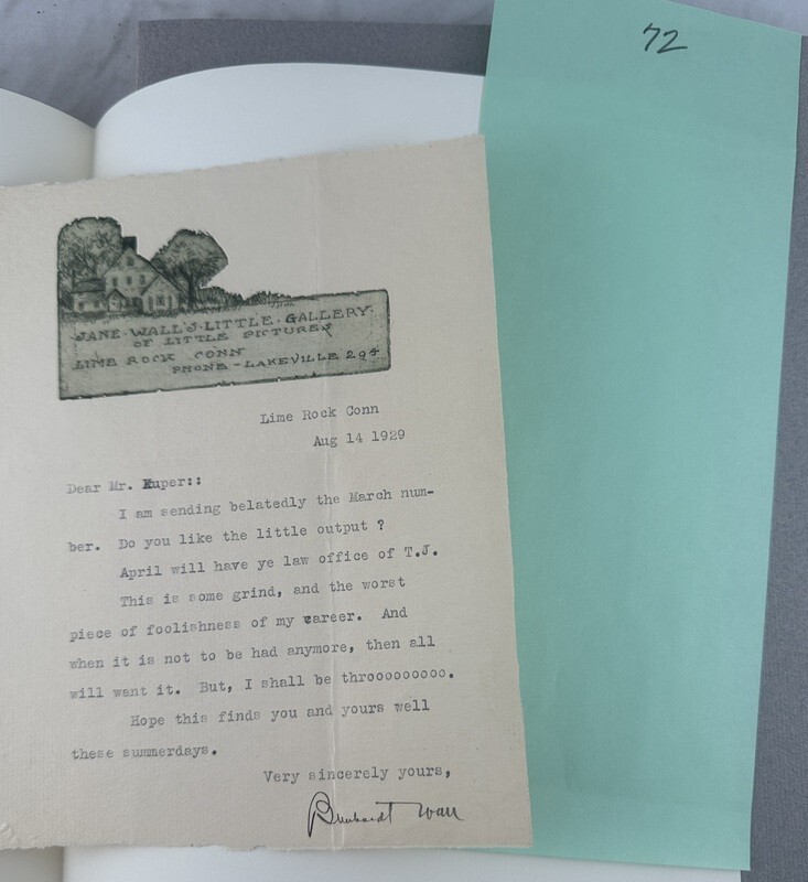 x/95 w 1929 Bernhardt Wall Letter Following Bernhardt Wall Book Club Of Texas
