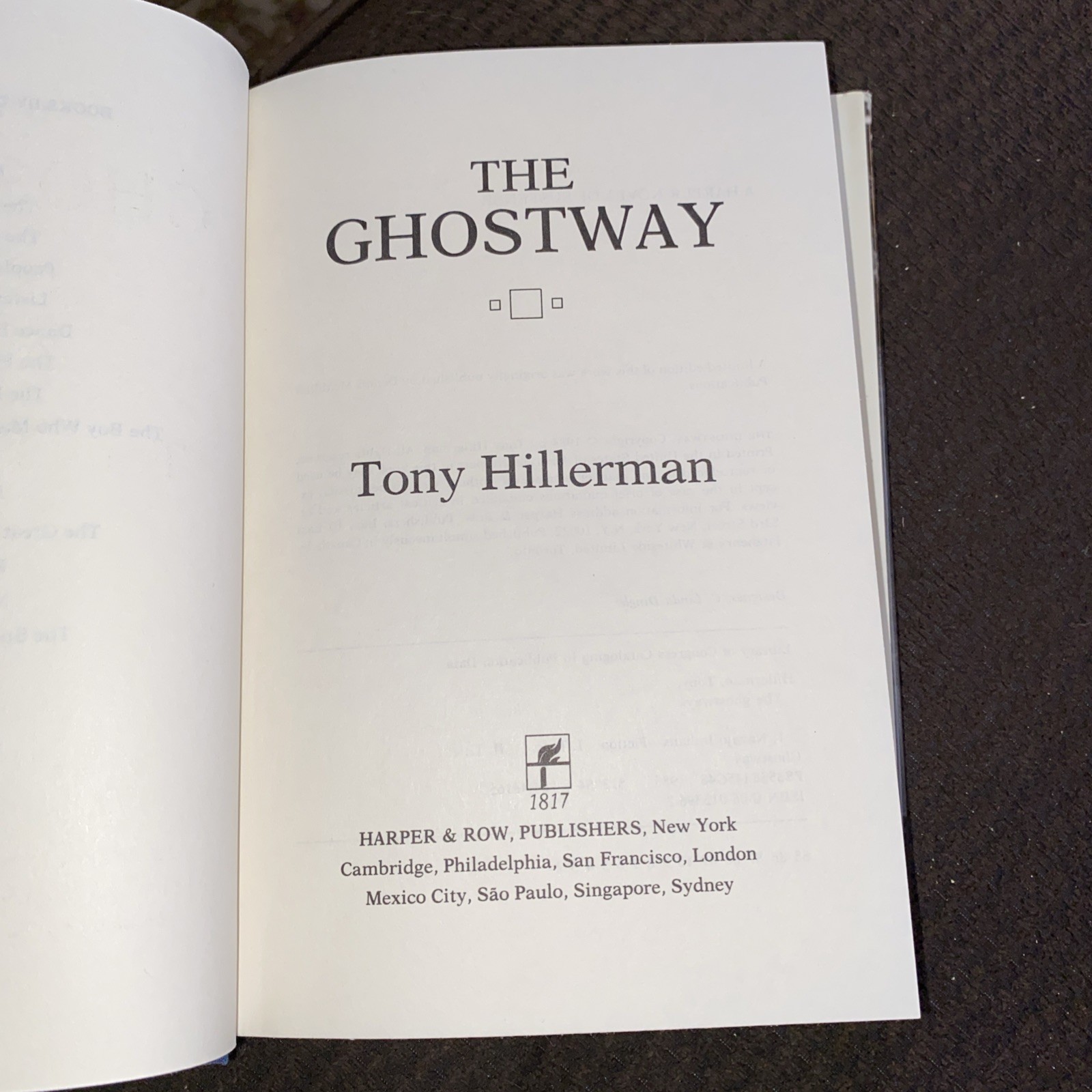 The Ghostway First Edition Tony Hillerman Harper & Row 1985 HC DJ VG 2nd Print