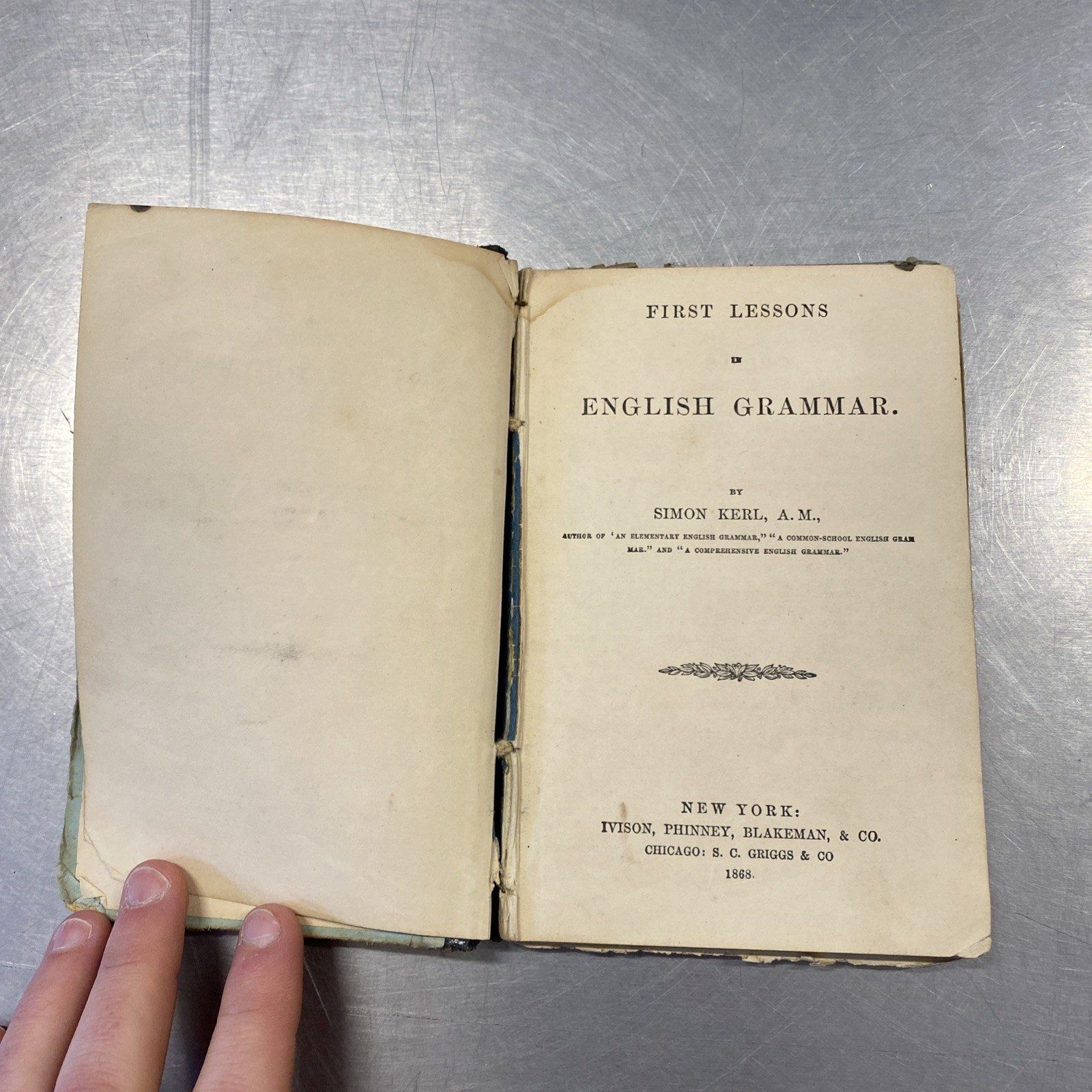 Book 1868 Kerl’s First Lessons in English Grammar. hc 168p. 4.5″ x 6.5″