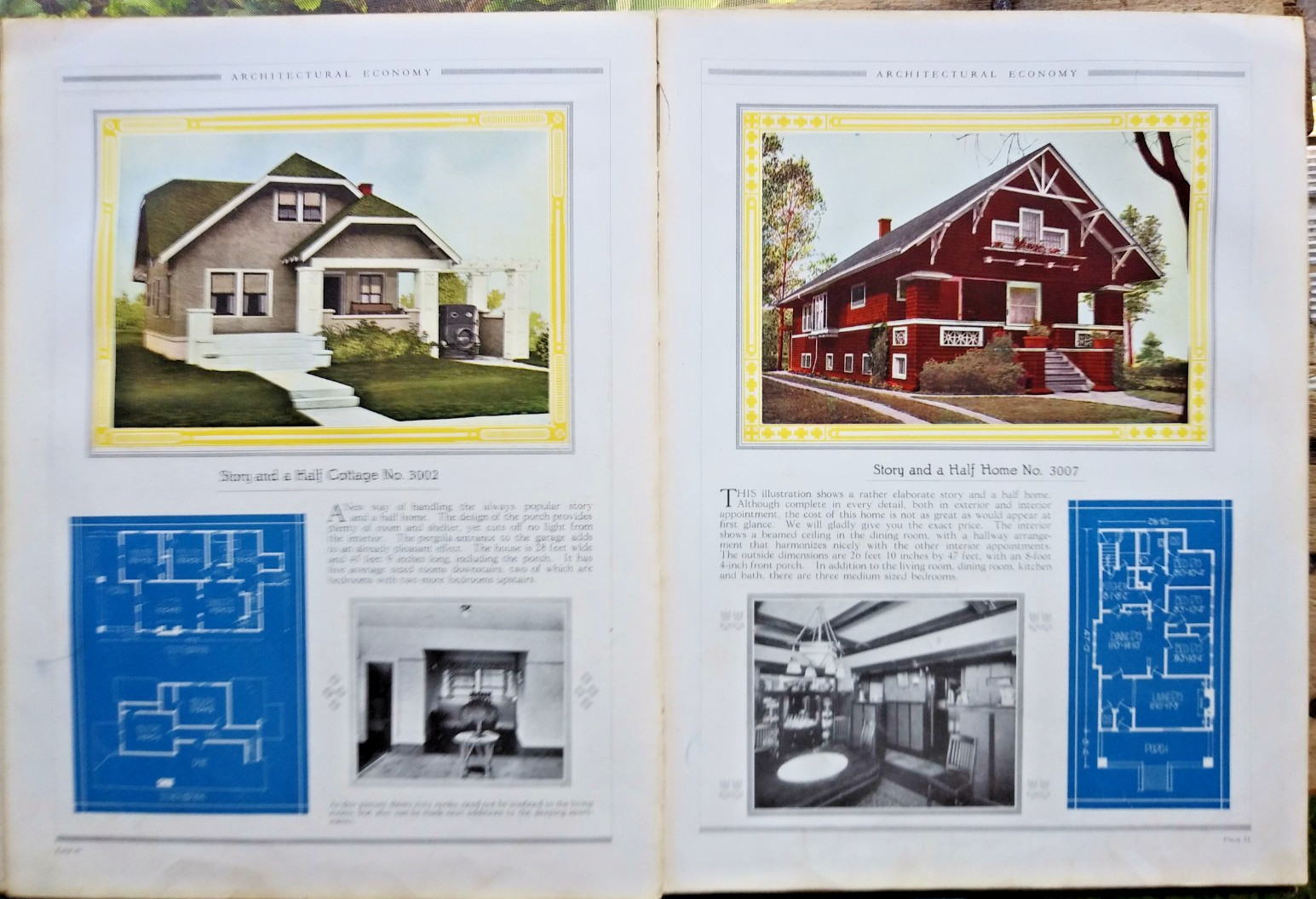 Architectural Economy 1920 House Home Floor Plan Design Book Bungalow Prairie