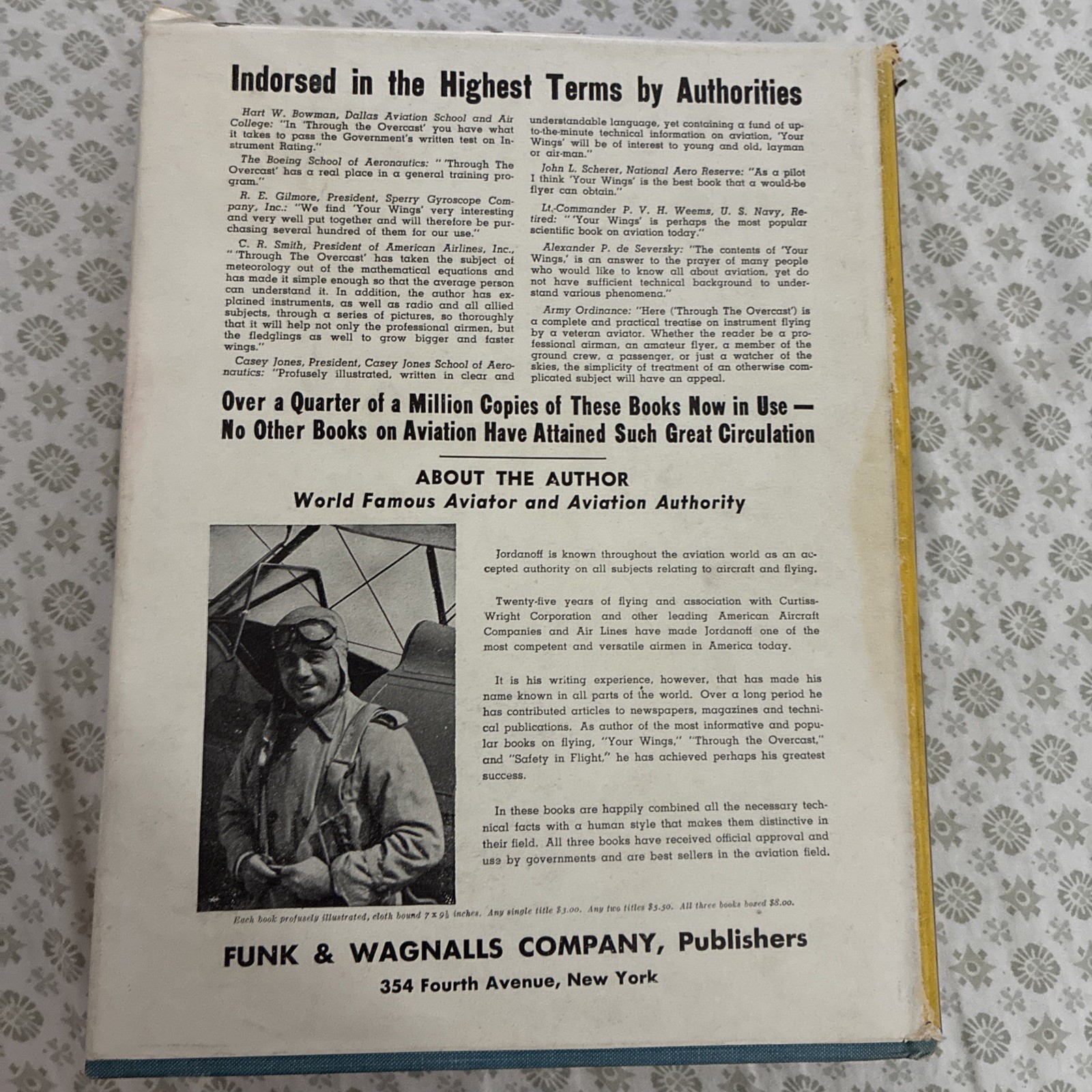 Your Wings by Assen Jordanoff 1942 Vintage Book Flying Airplane Cover RARE