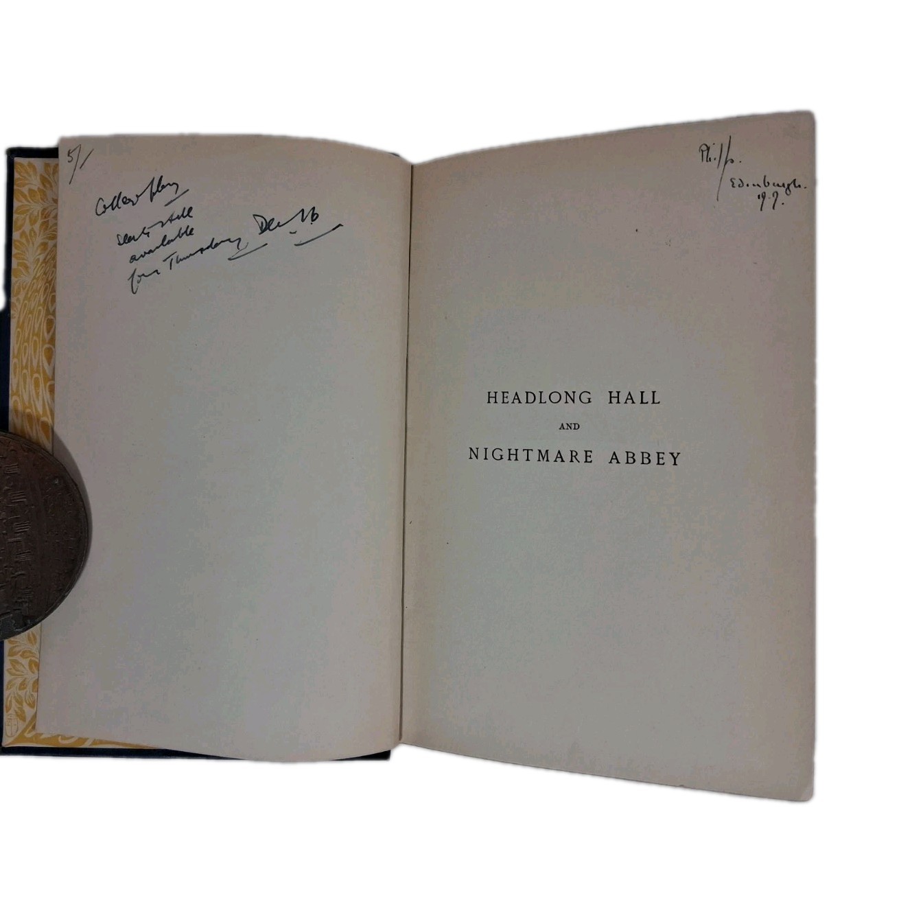 1896 HEADLONG HALL and NIGHTMARE ABBEY THOMAS LOVE PEACOCK BINDING GOTHIC London