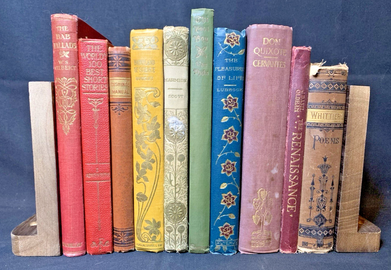 Antique Rainbow Decor Books Lot 10 Small HC Late 1800s Illustrated Stack Vintage