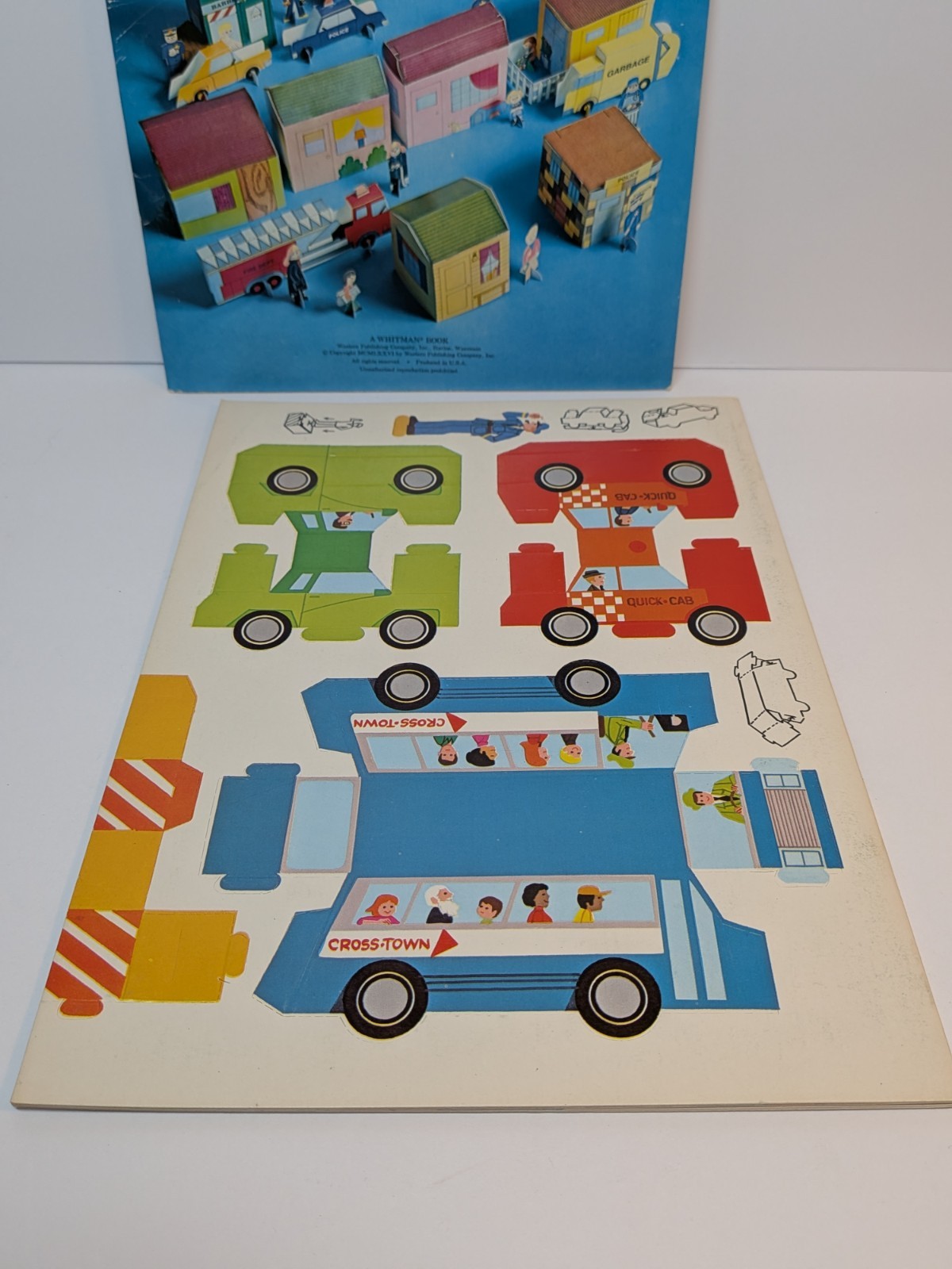 Lot x 2 Whitman Press-Out Books Unpunched ~ Tiny Neighborhood, Tiny City NOS NEW