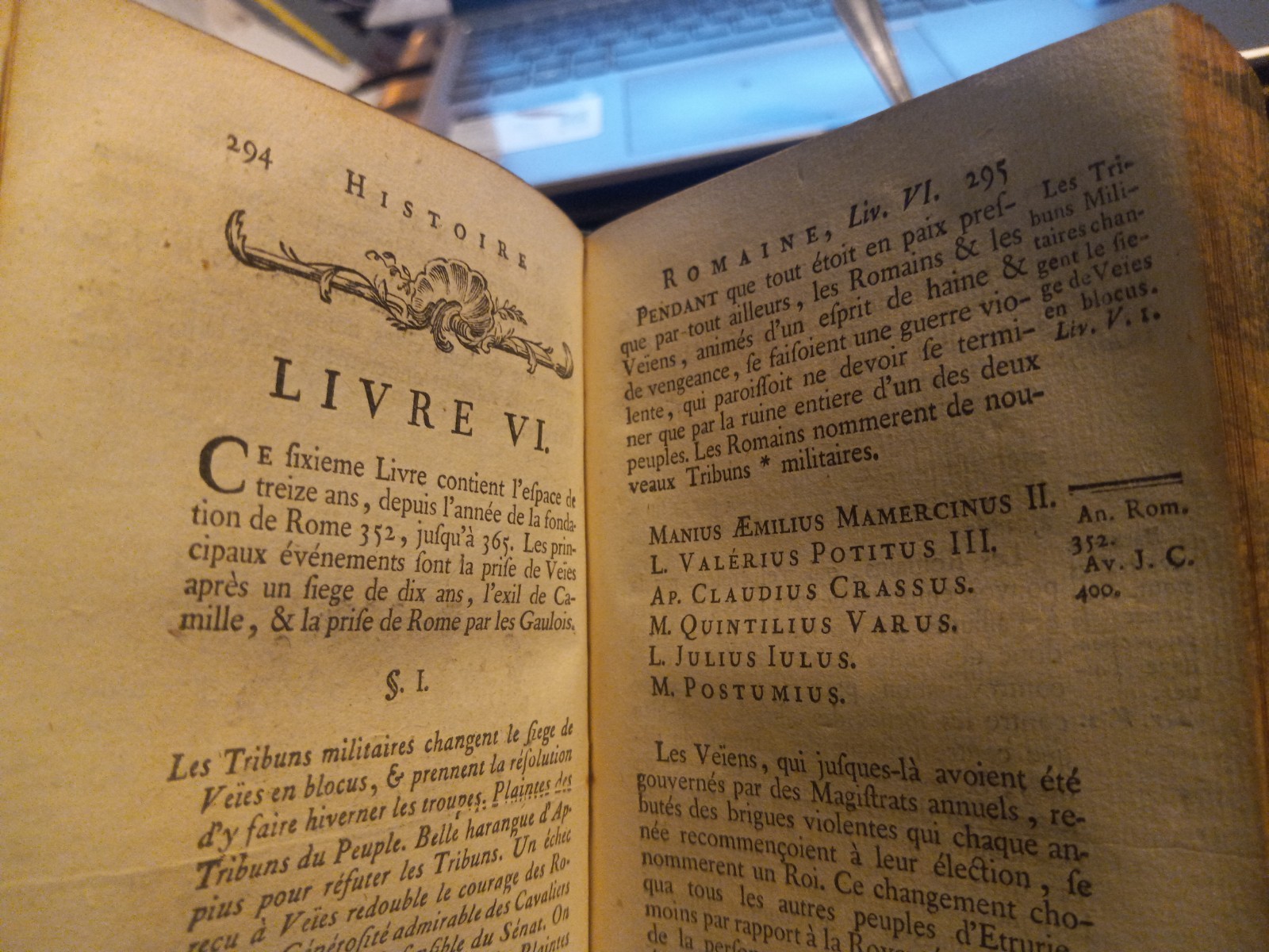 1782 HISTOIRE ROMAINE BY M ROLLIN FULL LEATHER VOLUME 2 ONLY, W/MAP OF ITALY!!