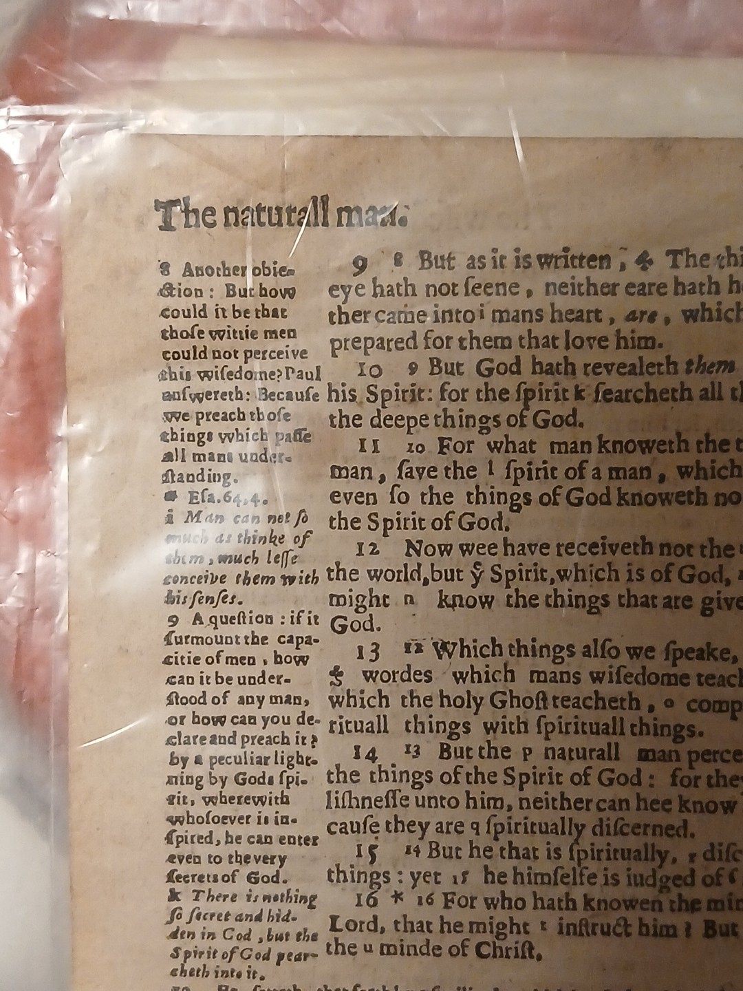 1599 Barker Rare HOLY Bible Page With C.O.A. In Plastic Sleeve