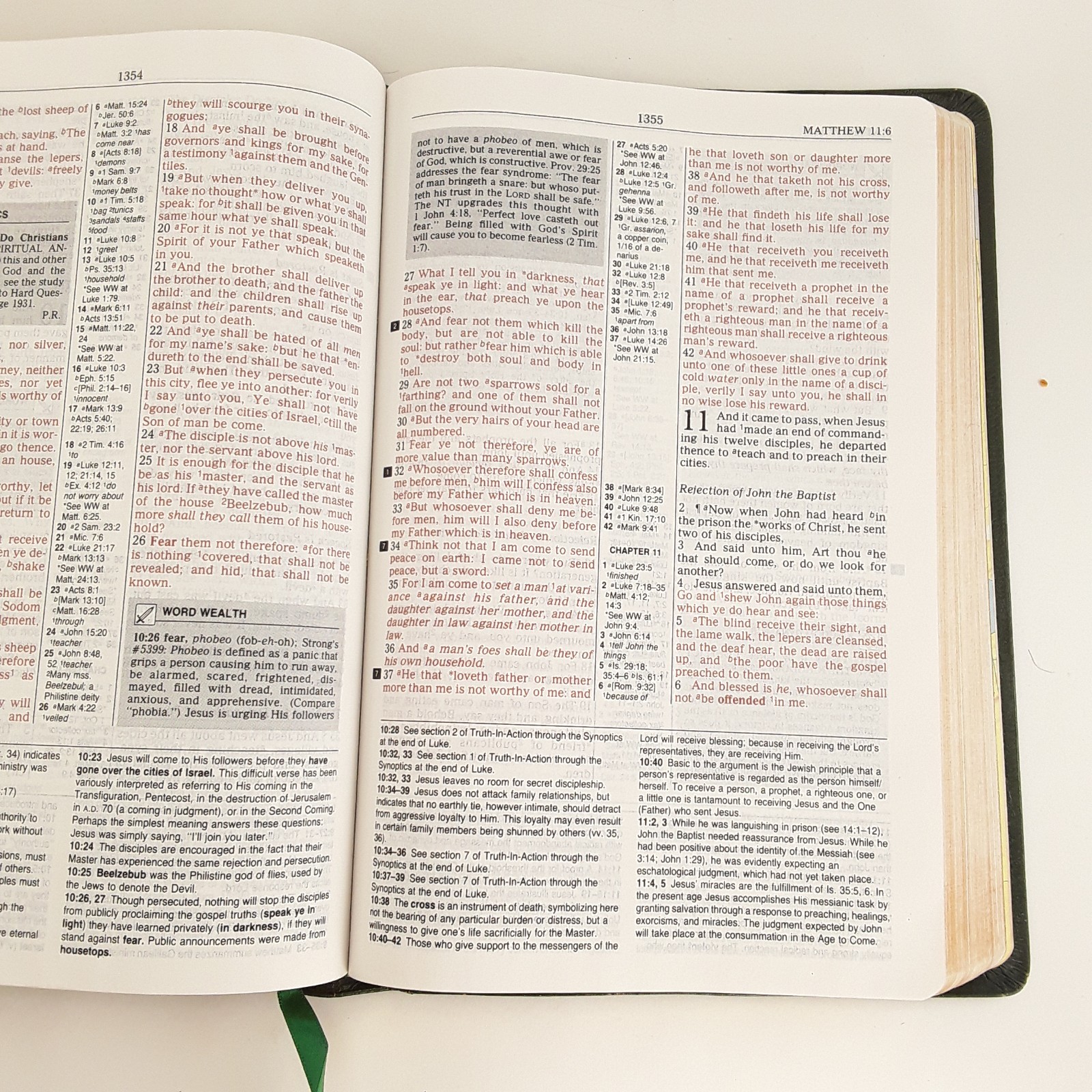 Spirit Filled Life Bible KJV, Red Letter, Green Bonded Leather,1991 Nelson 1355G