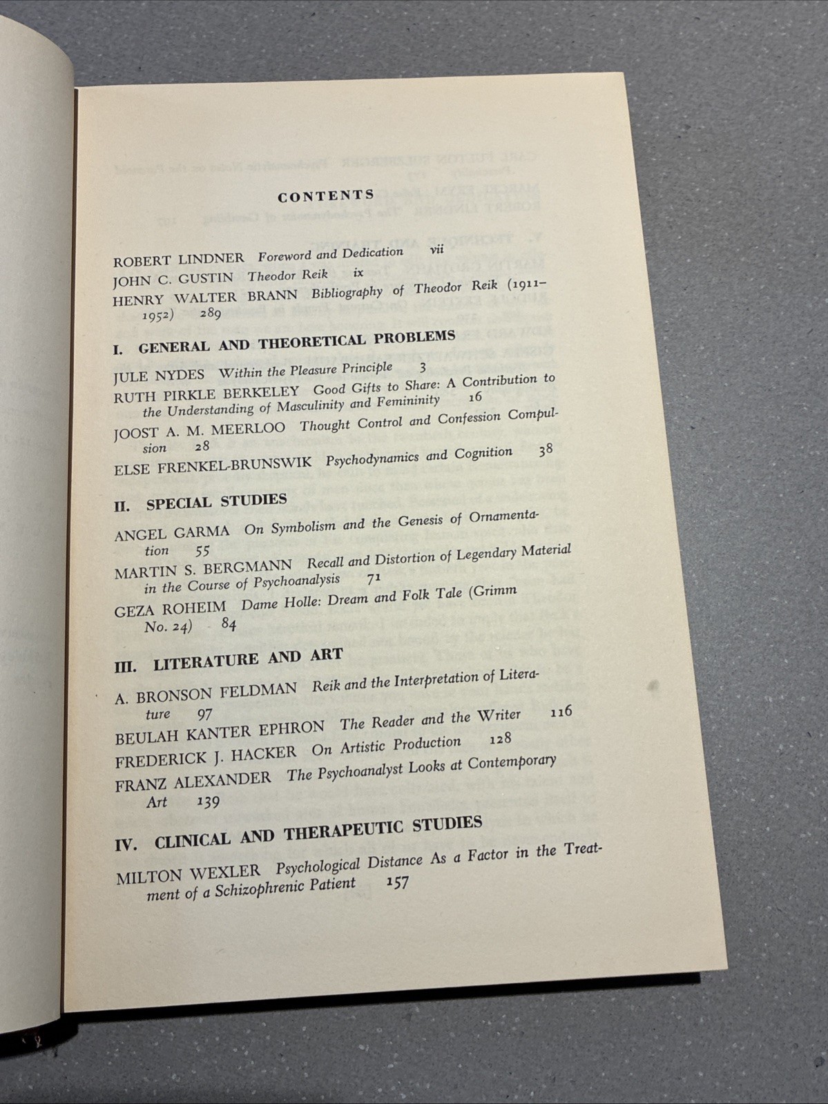 Explorations in Psychoanalysis Tribute to the Work of Theodor Reik Ist Ed. 1953