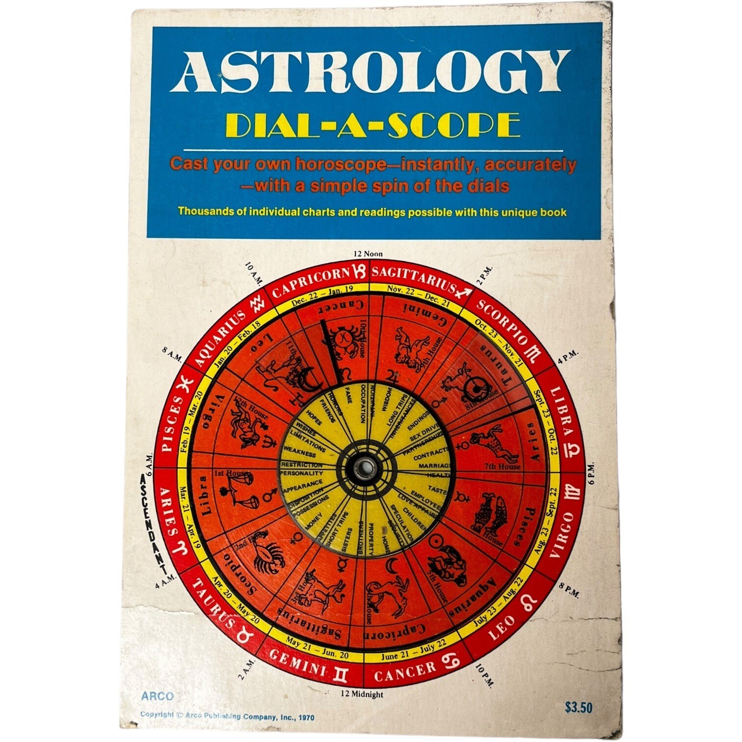 Vintage 1970 Astrology Dial A Scope Horoscope Arco Publishing Spinning Dial