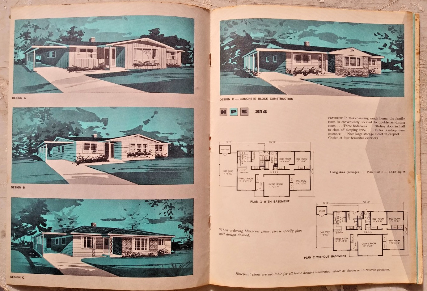 Three Bedroom Homes 1961 Mid Century Modern House Design Floor Plans Ranch