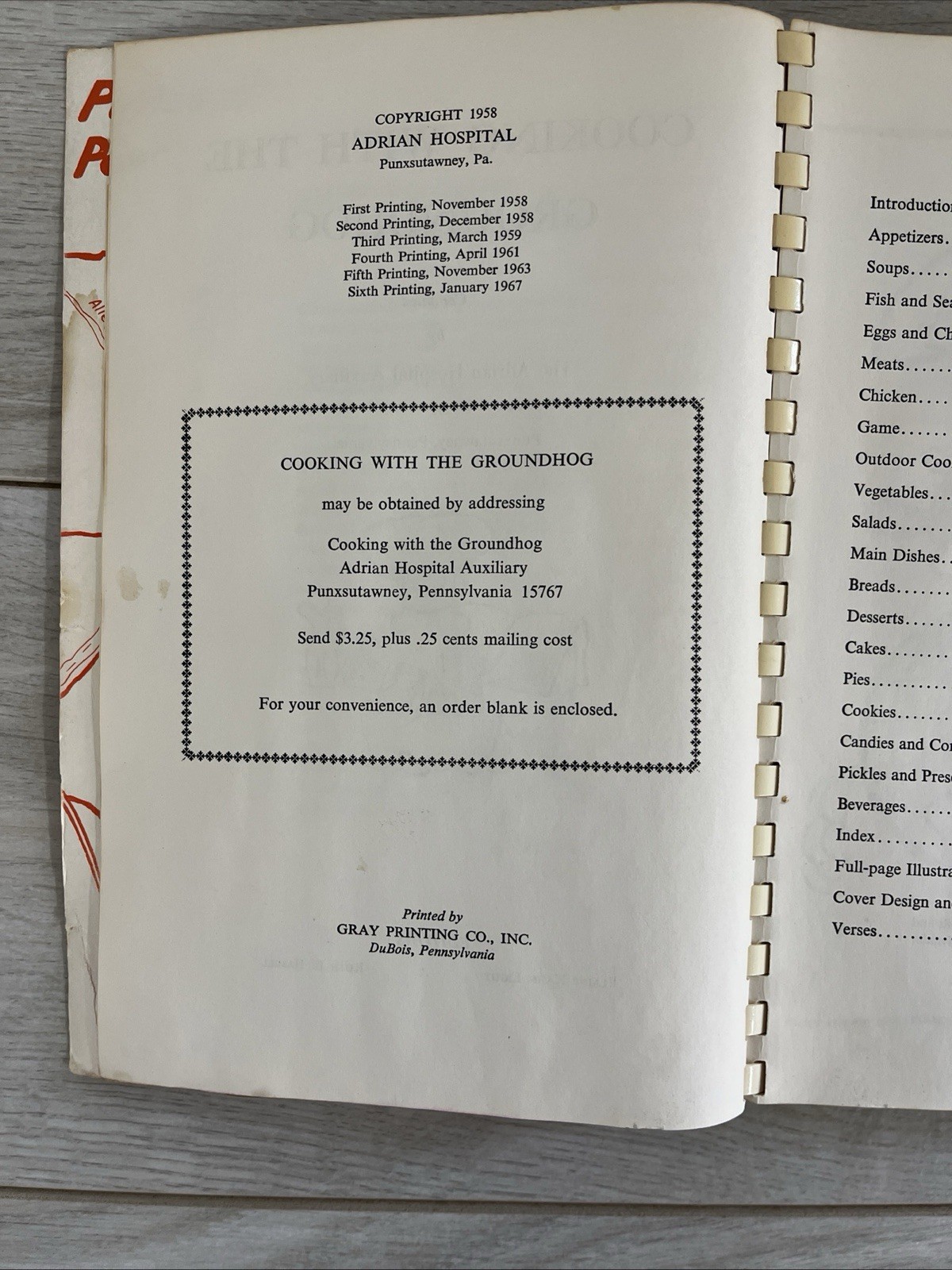 Vintage Cooking with the Groundhog 1967 sixth printing from Adrian Hospital