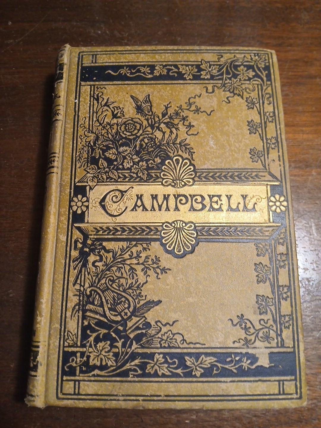 Poetical Works of Thomas Campbell Circa 1880s Victorian Gold Gilt Embossed Cover