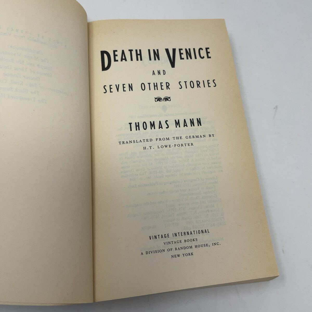 Death in Venice by Thomas Mann PB First Thus Like New 1989