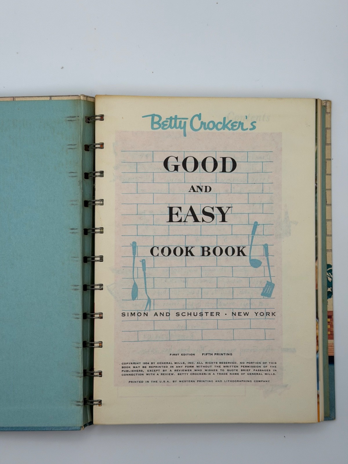 Vintage 1954 Betty Crocker Good and Easy Cook Book 1st Edition 5th Print Spiral