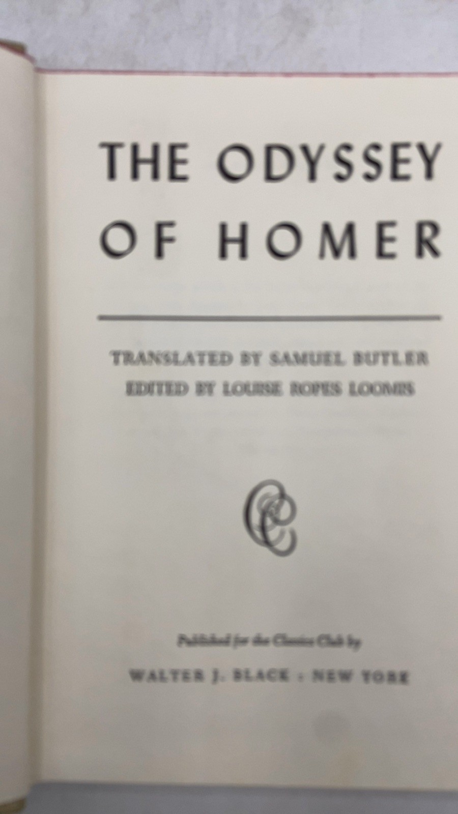 The Odyssey of Homer Homer Hardcover 1944