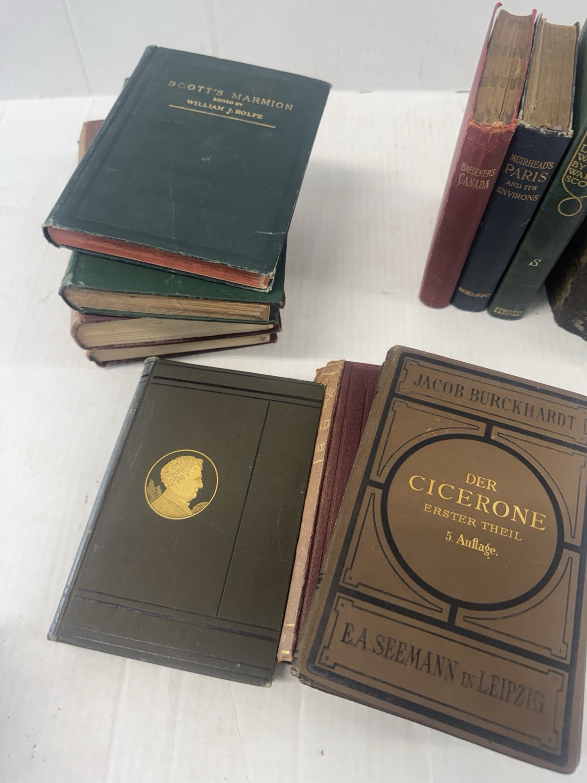 Antique Book Lot (11) – Baedeker, Erskine May, Reade, Walter Scott, Paris