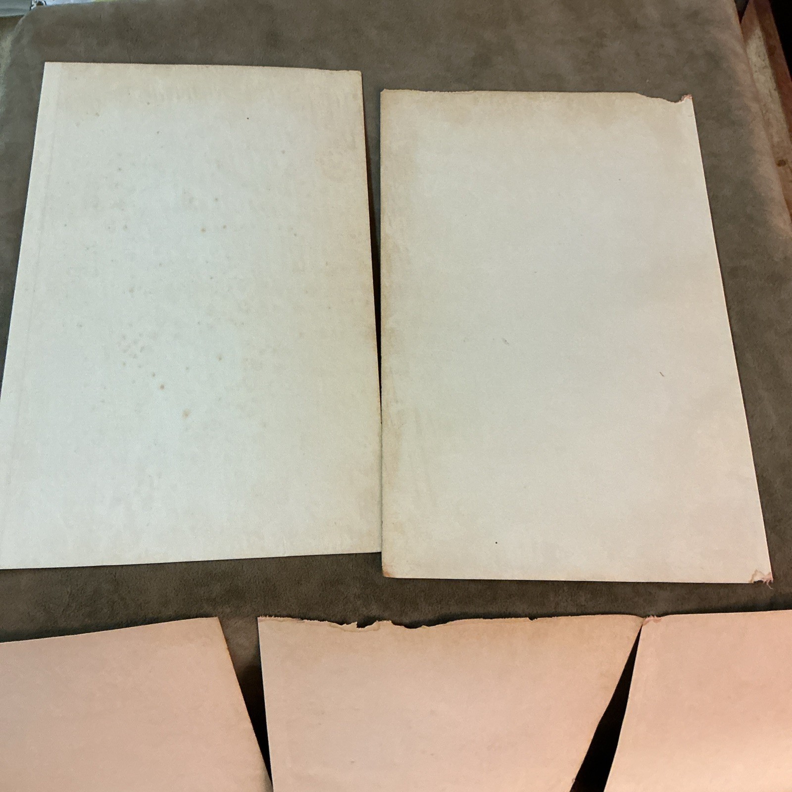 Victorian Red and White Spanish Moire Marbled Paper/Book Pieces Lot Of 8