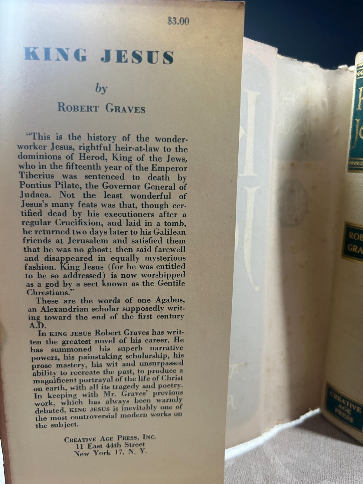 1946 King Jesus by Robert Graves 1st edition Creative Age Press HC jacket