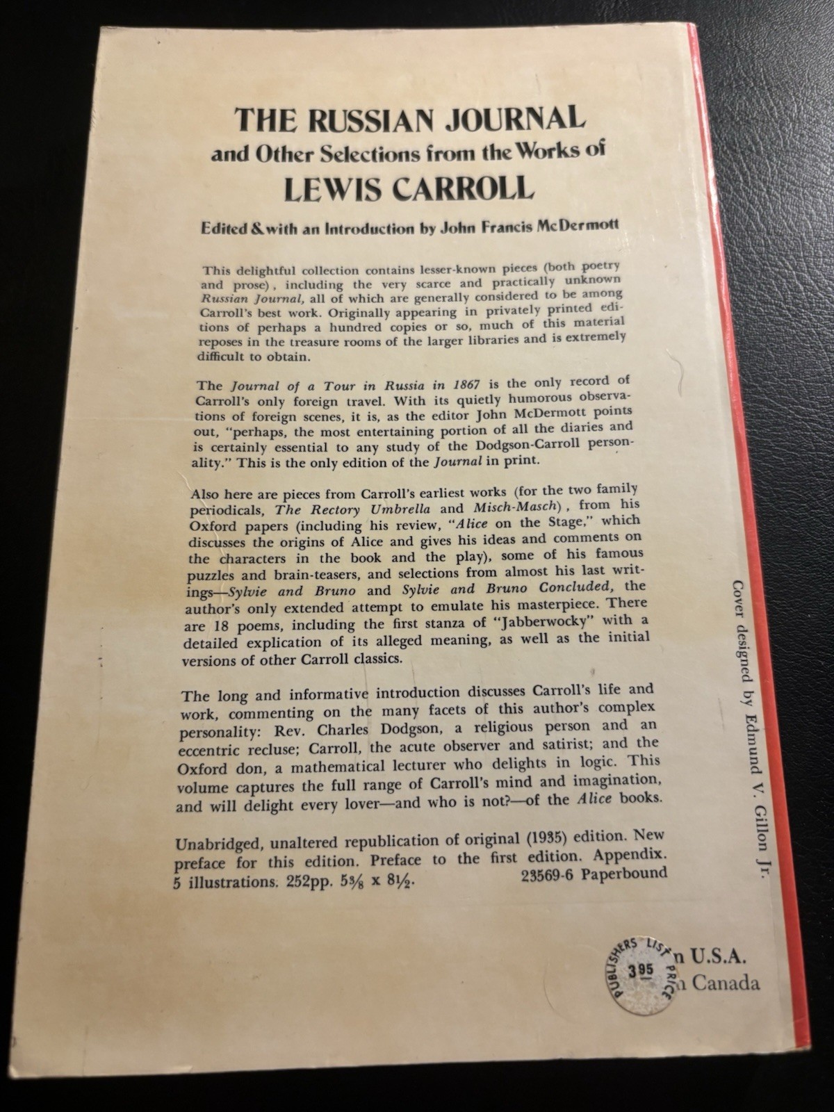 Lewis Carroll The Russian Journal Dover PB Essays & Writings Vintage
