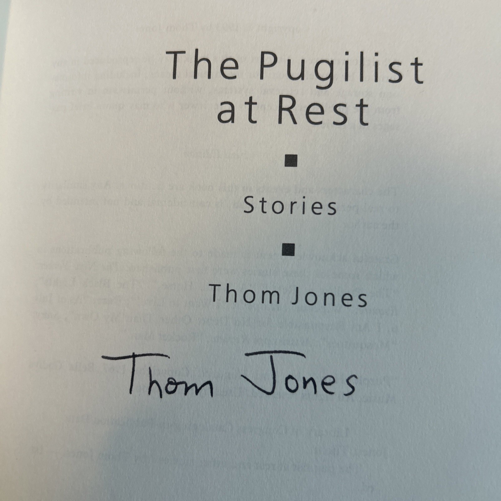 The Pugilist at Rest, Thom Jones, HC, DJ, SIGNED, 1st edition
