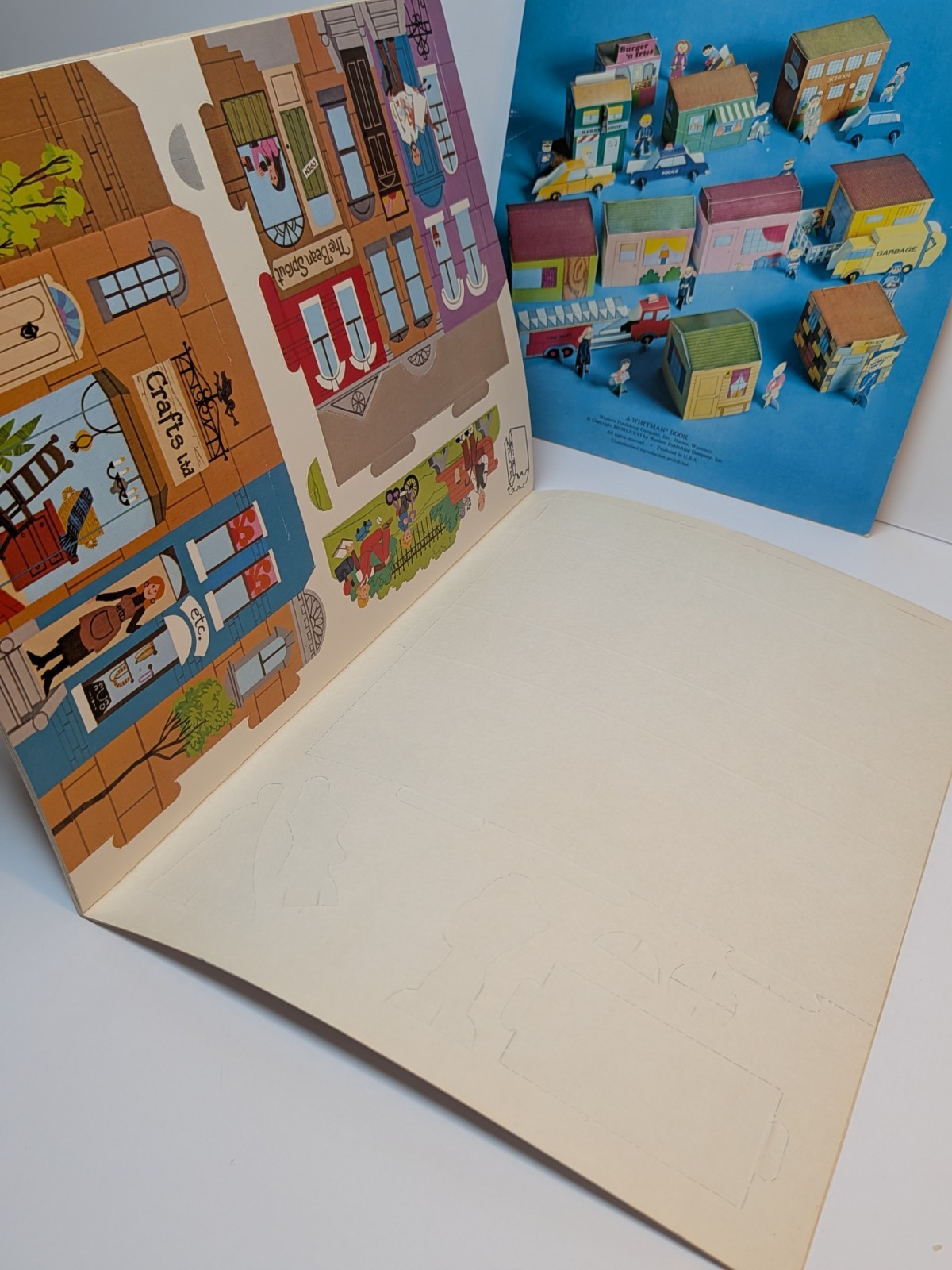 Lot x 2 Whitman Press-Out Books Unpunched ~ Tiny Neighborhood, Tiny City NOS NEW