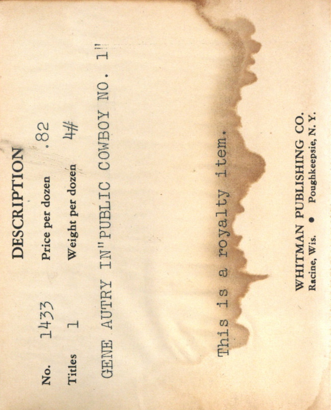Gene Autry in Public Cowboy No. 1 #1433 VG 1938