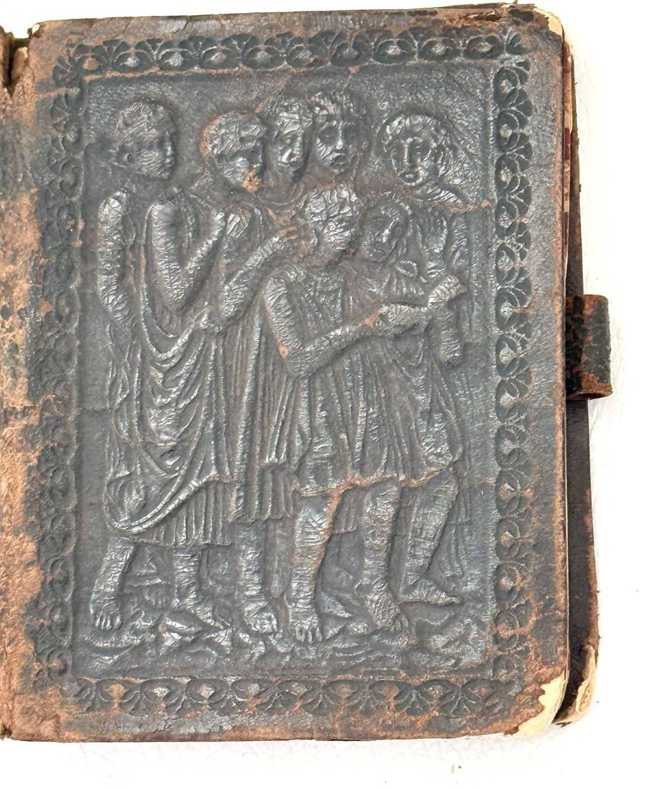 Vtg ?Antique??ADDRESS BOOK Tooled Leather Embossed Choir Children Book A123-READ