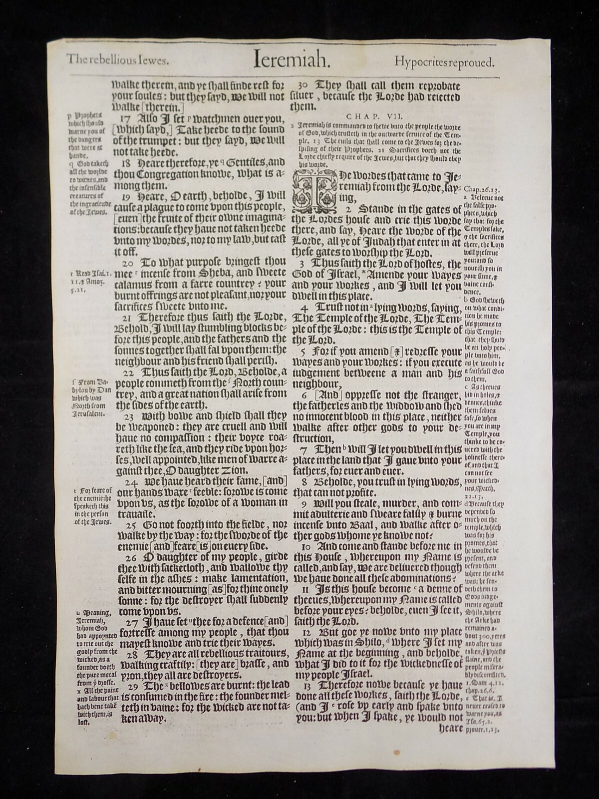1583 Noblest Geneva Bible Folio- Book of Jeremiah- YOU PICK