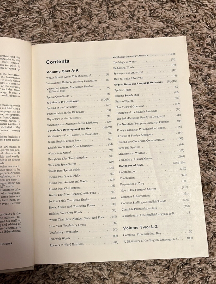 THE WORLD BOOK DICTIONARY A-K Volume 1 Vintage 1968 Thorndike Barnhart Hardcover
